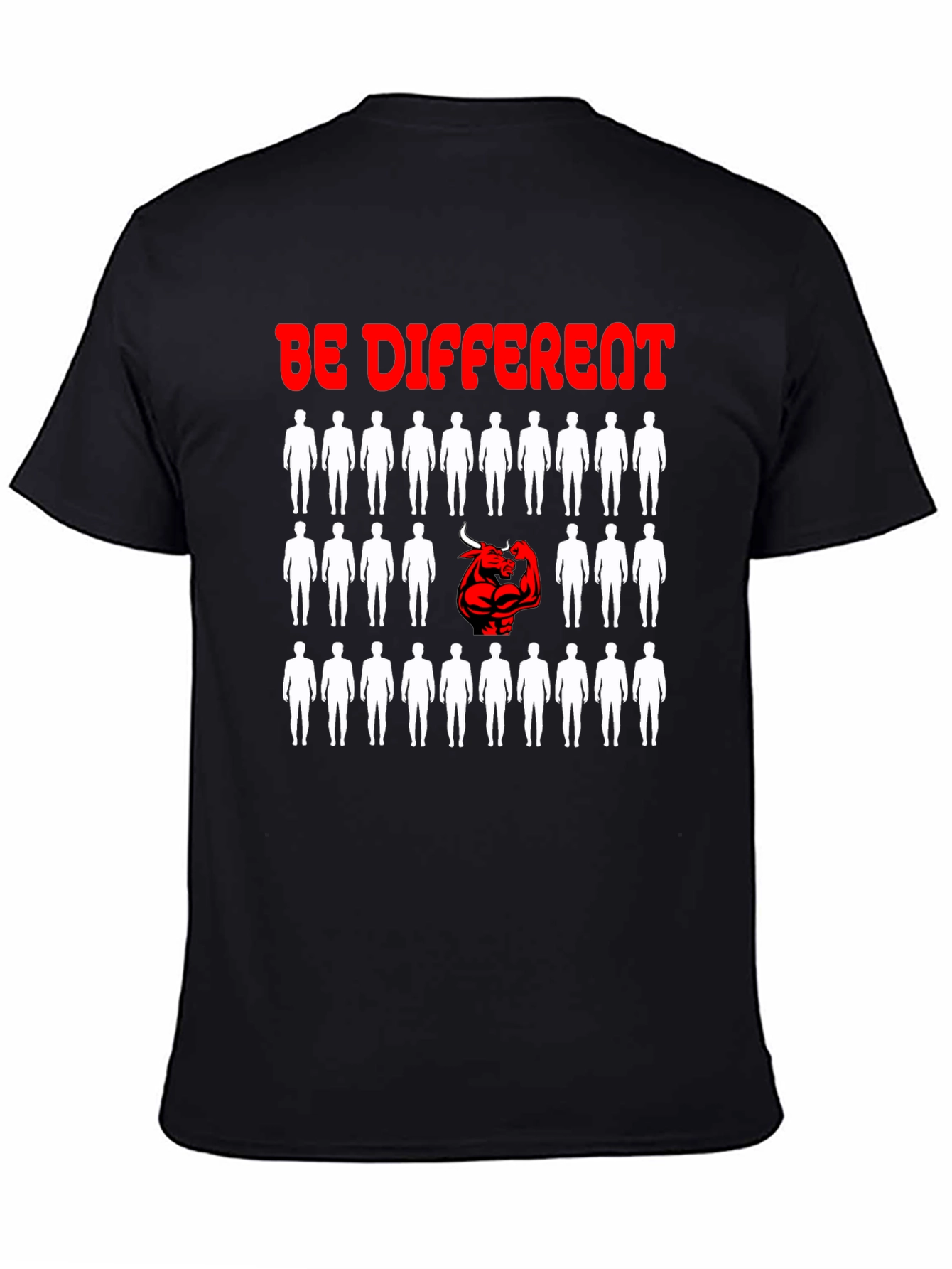 Black Be Different T-Shirt - Unique Graphic Design view 4