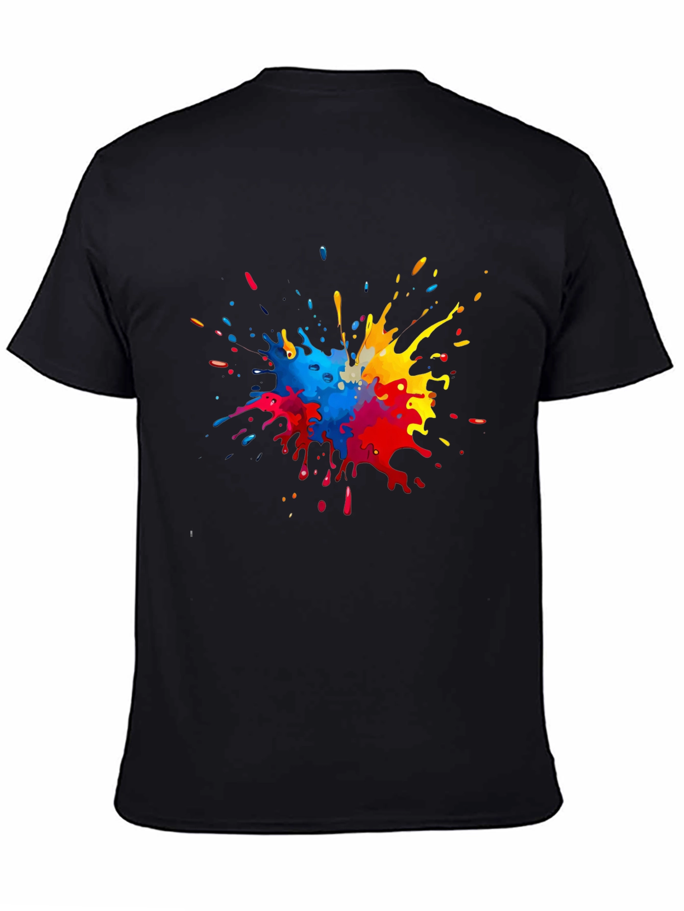 Black Colorful Paint Splatter Graphic T-Shirt view 4