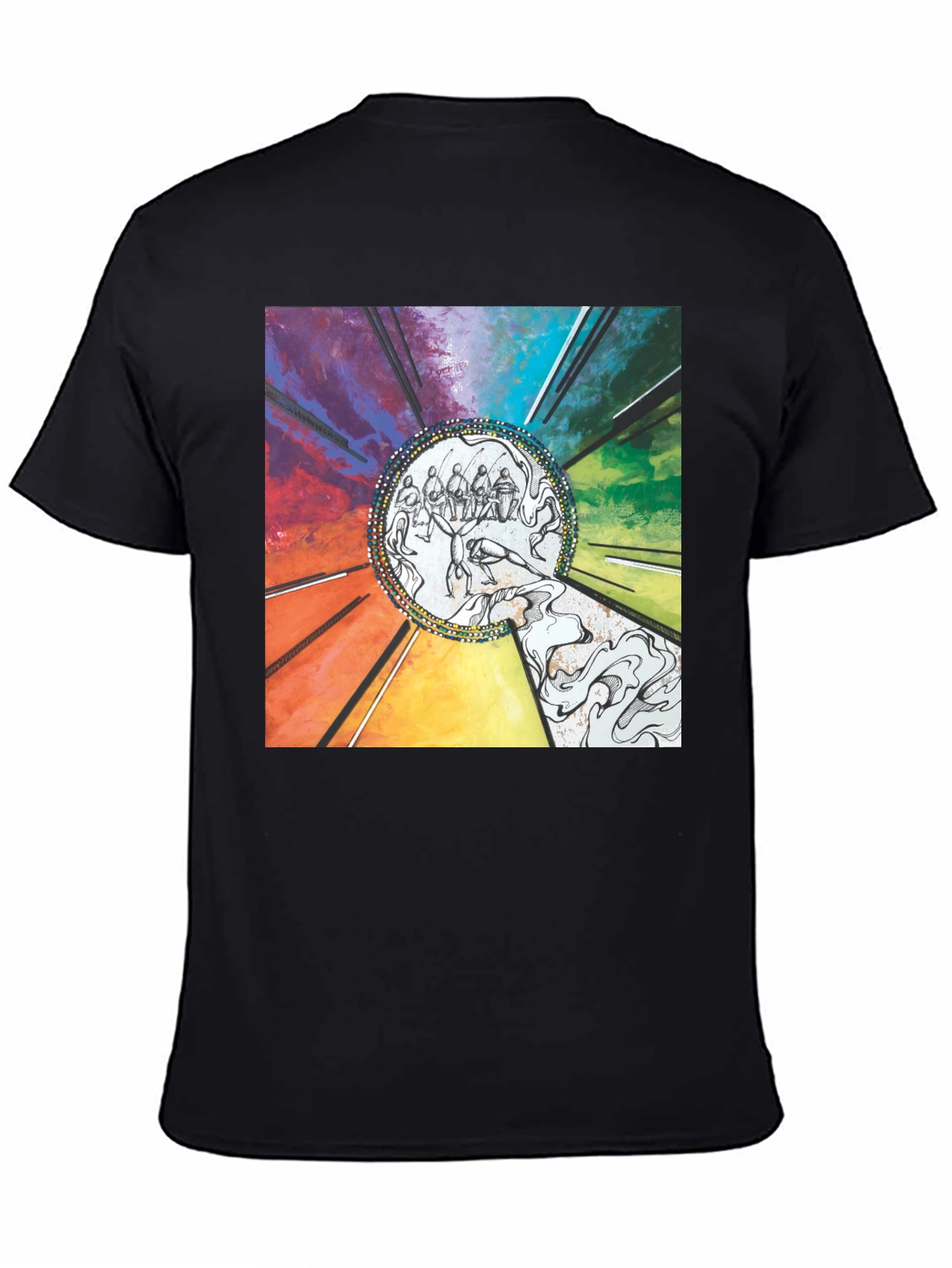 Black Colorful Graphic Print Black T-Shirt view 4