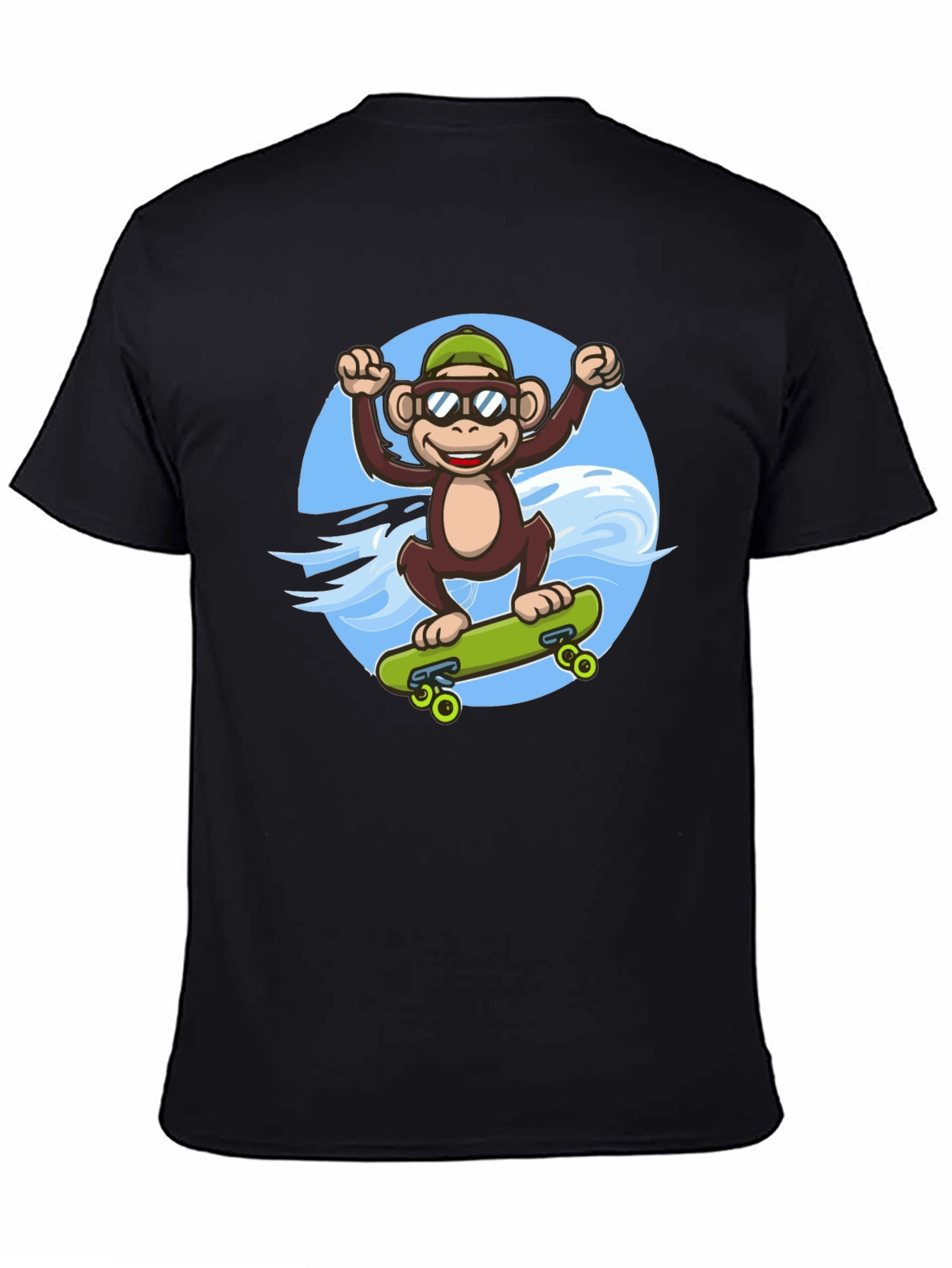 Black Monkey Skateboarder T-Shirt - Cool Graphic Tee view 4