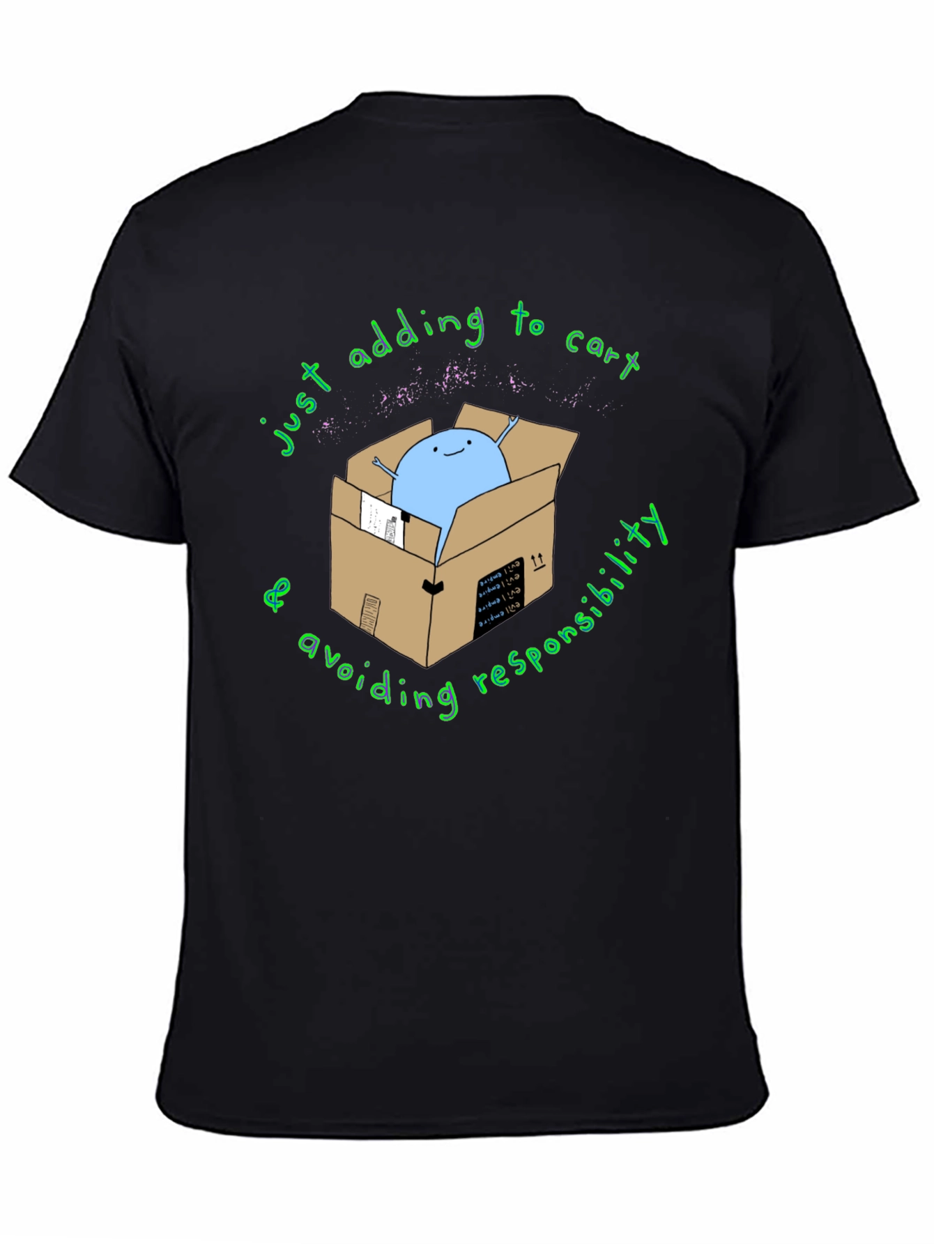Black Adding to Cart T-Shirt - Avoiding Responsibility Tee view 4
