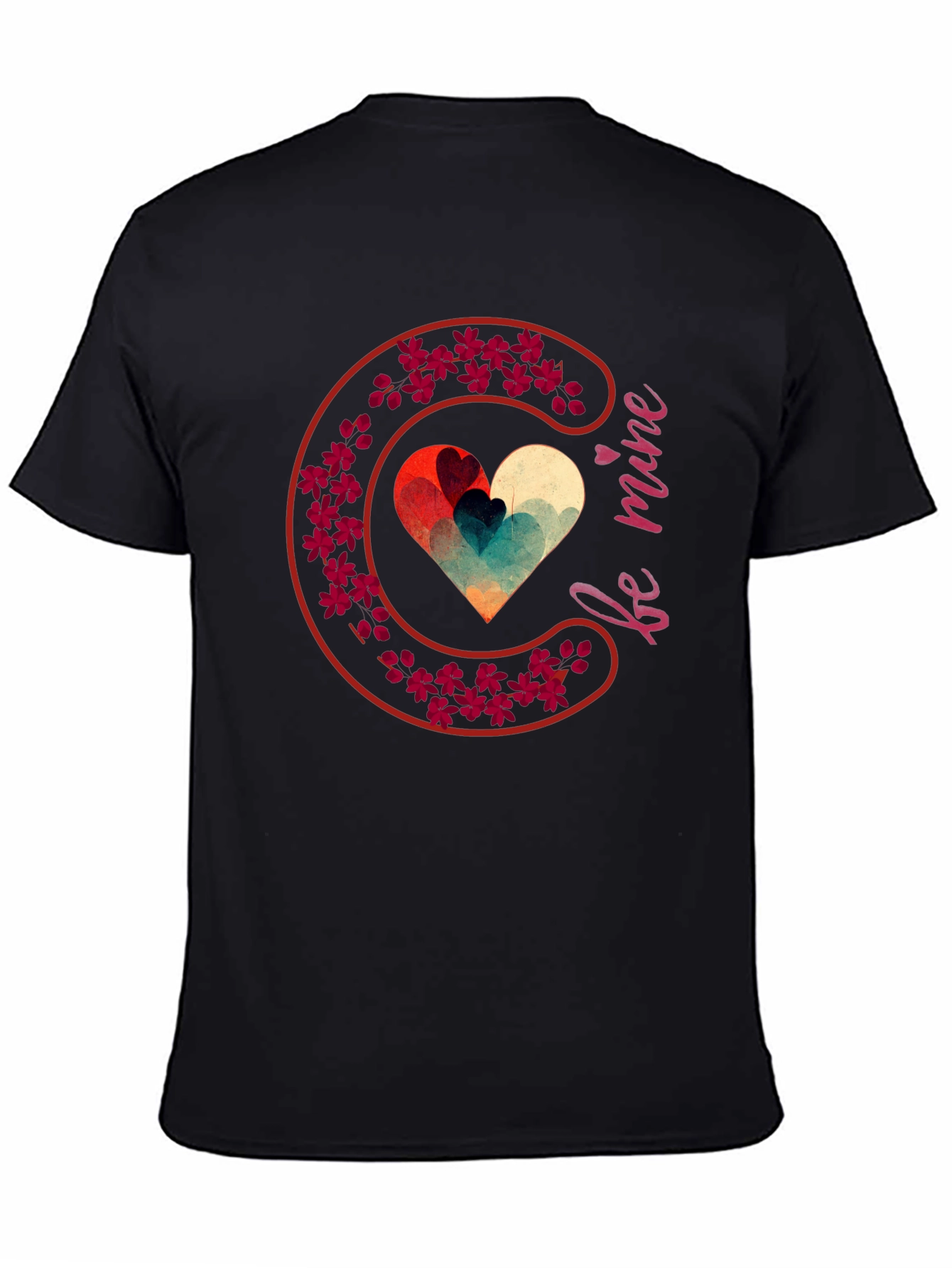 Black Be Mine Heart Valentine's T-Shirt view 4