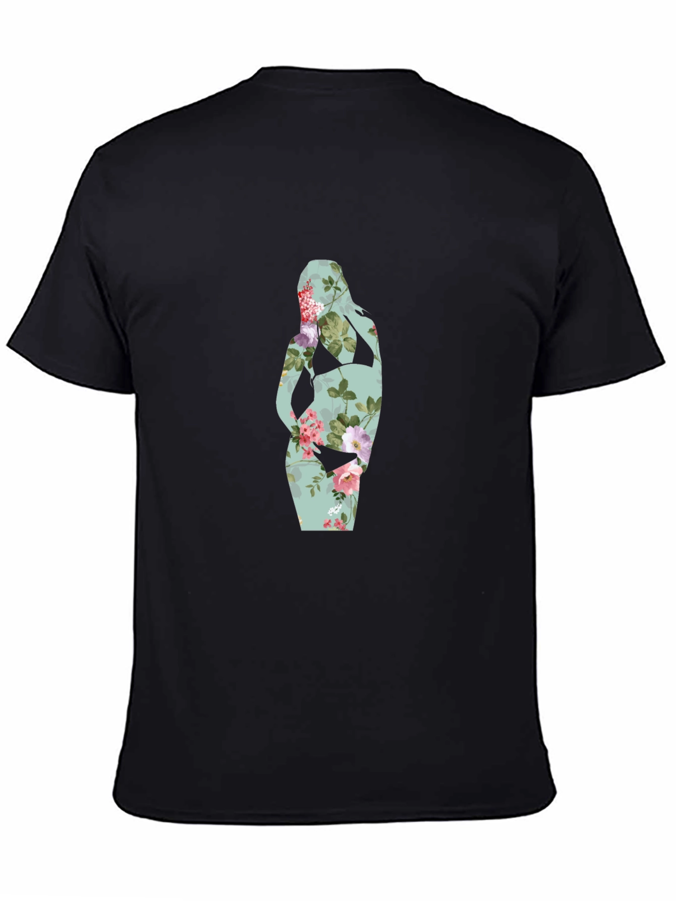Black Floral Silhouette Maternity T-Shirt view 4