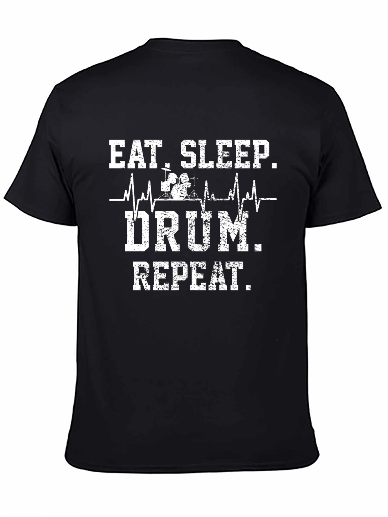 Black Eat Sleep Drum Repeat Black Graphic Tee view 4