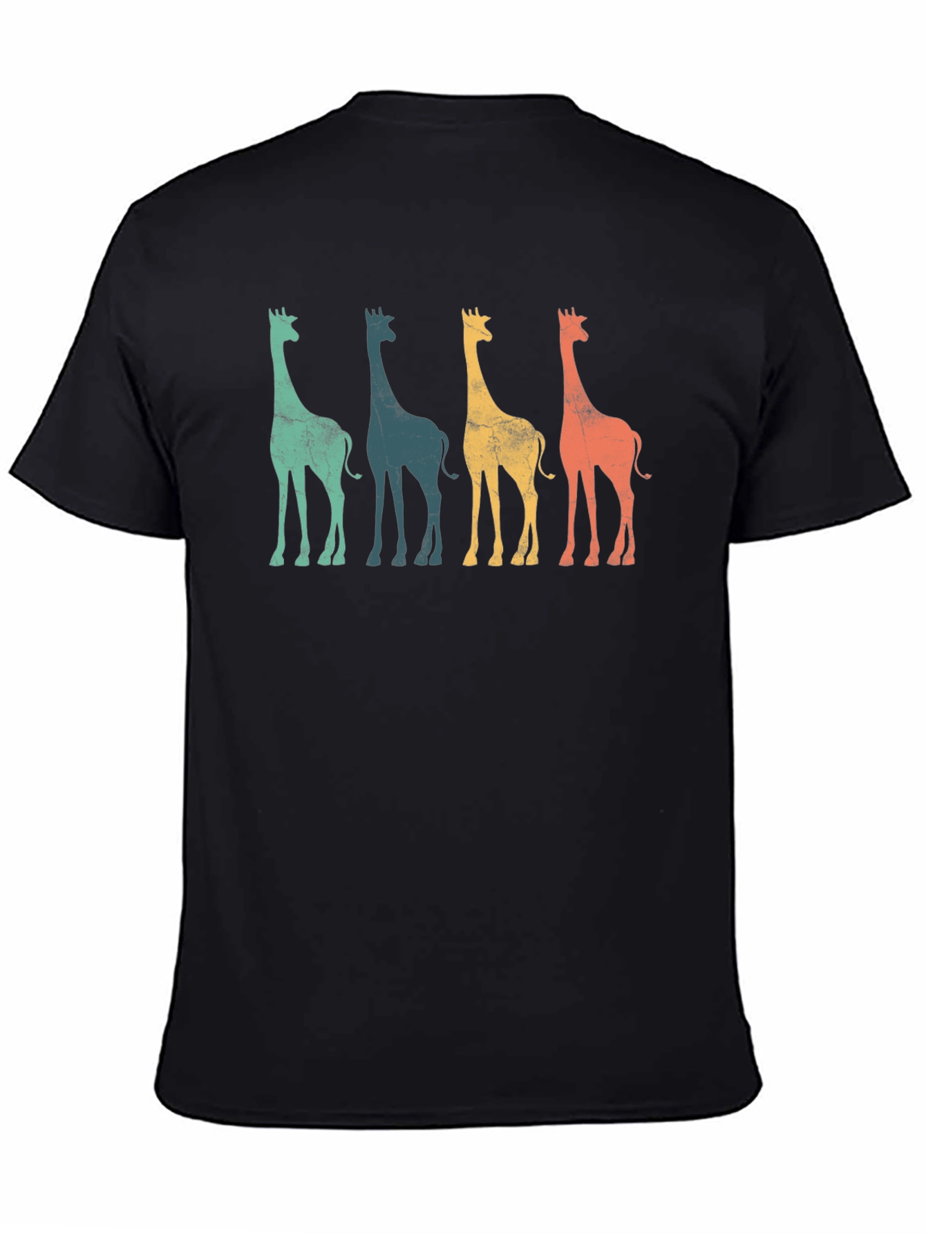 Black Retro Giraffe Graphic Tee - Cool Animal T-Shirt view 4