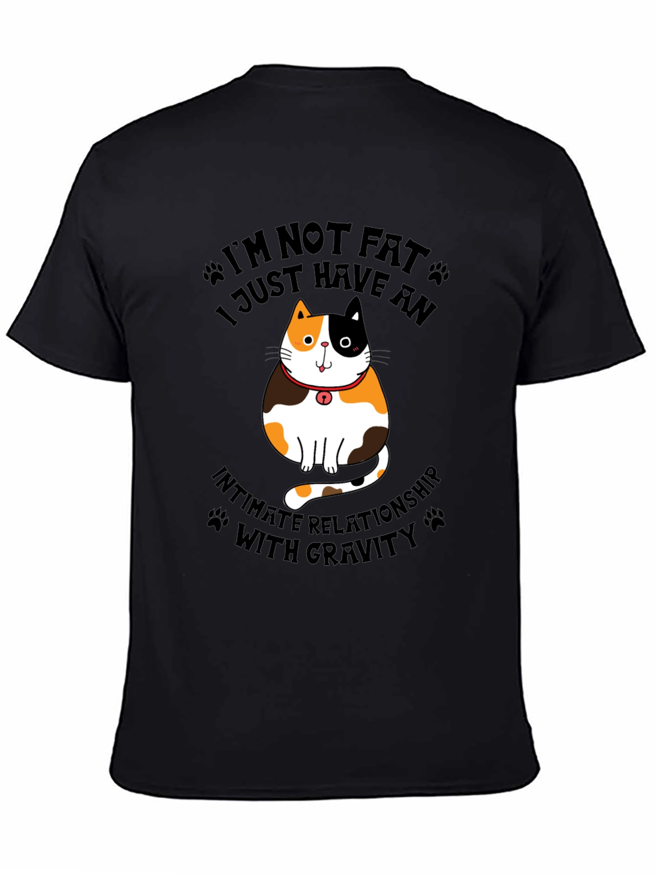 Black Funny Cat Gravity T-Shirt view 4