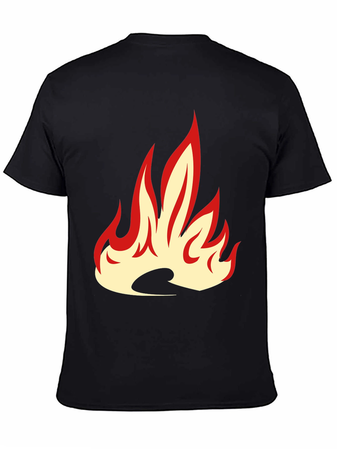 Black Fiery Flame Graphic Tee - Bold Black T-Shirt view 4