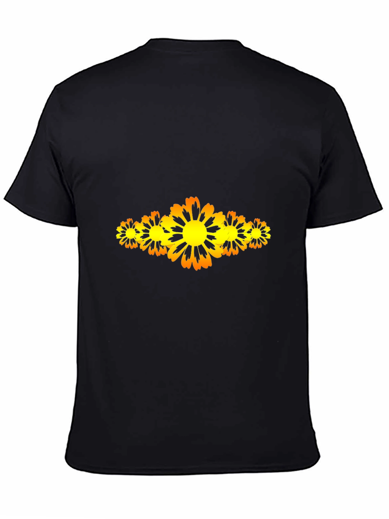 Men's Black T-Shirt with Floral Design - 4
