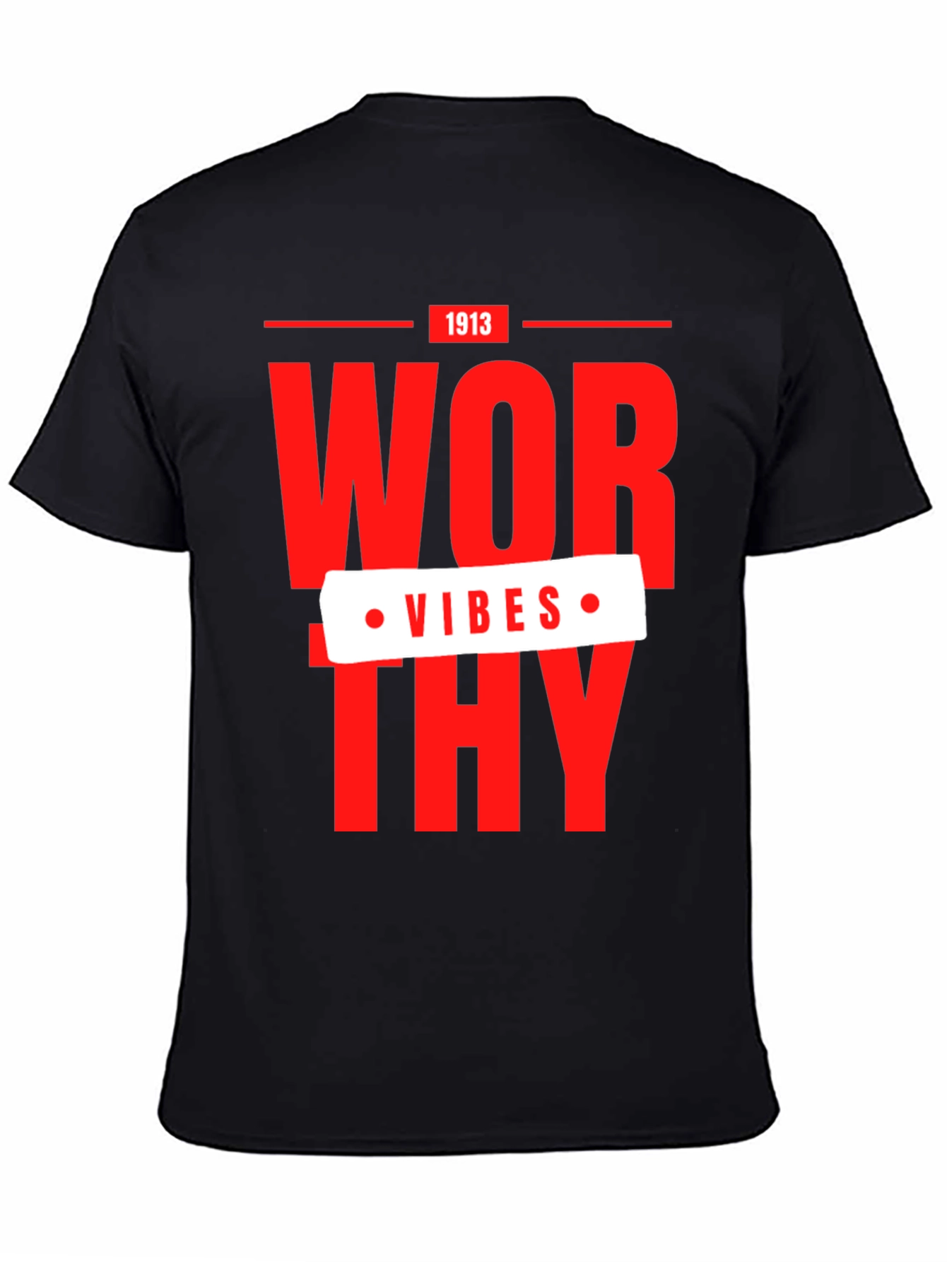 Black Worthy Vibes 1913 Graphic T-Shirt view 4