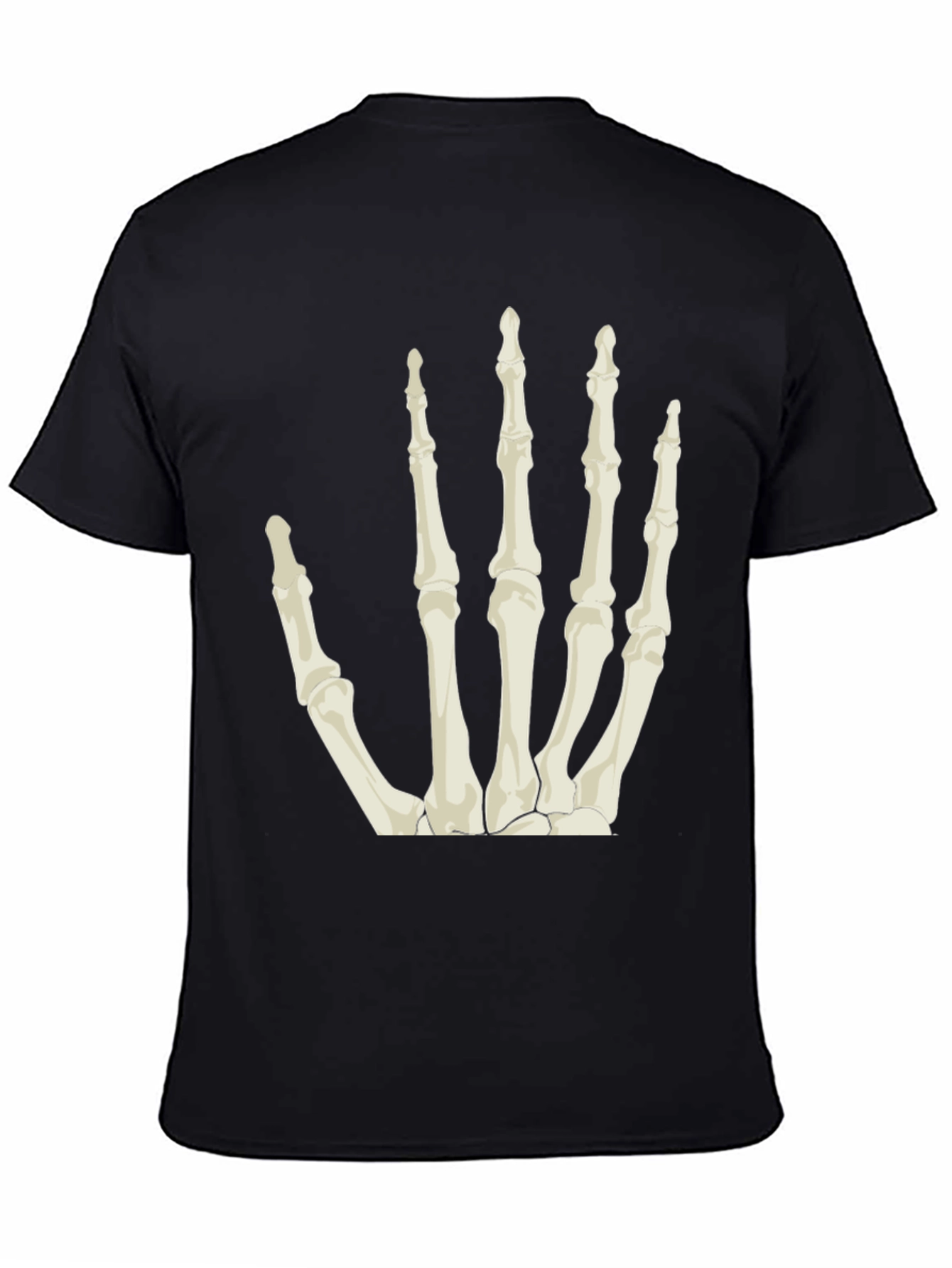 Black Skeleton Hand Graphic Tee - Black Cotton T-Shirt view 4