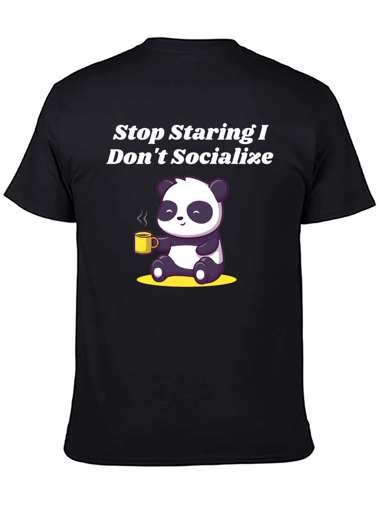 Black Stop Staring Panda T-Shirt view 4