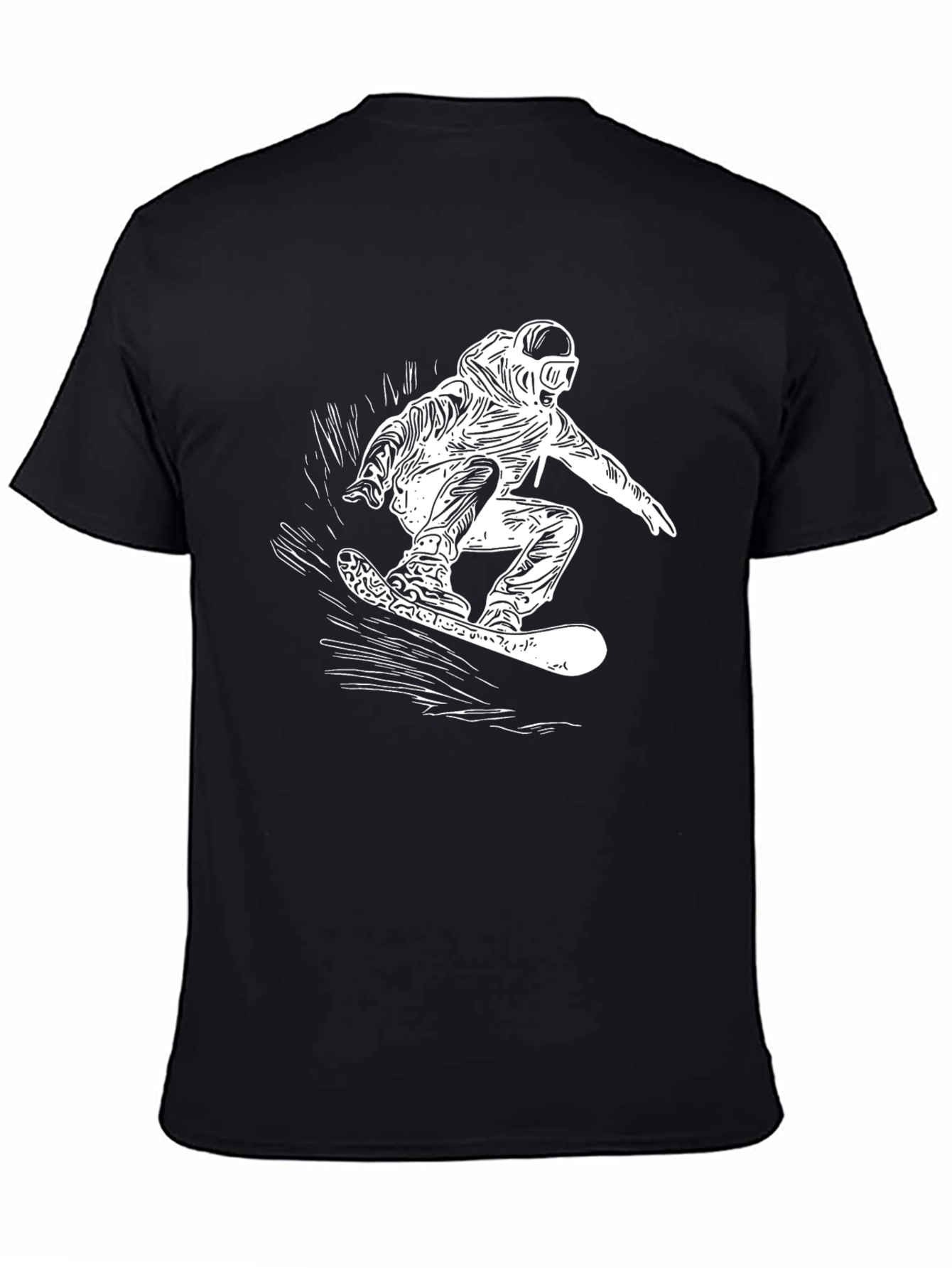 Black Snowboarder Graphic Tee - Black Cotton T-Shirt view 4