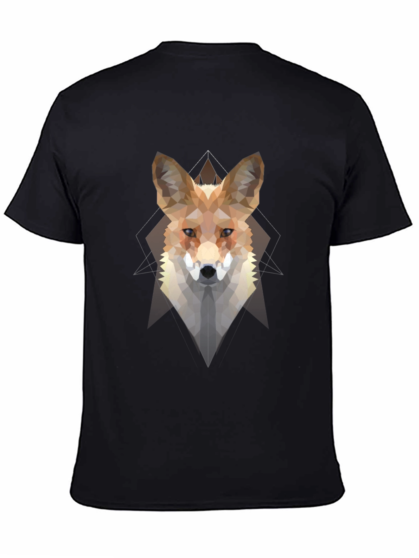 Black Geometric Fox Graphic Tee - Men's Black T-Shirt view 4