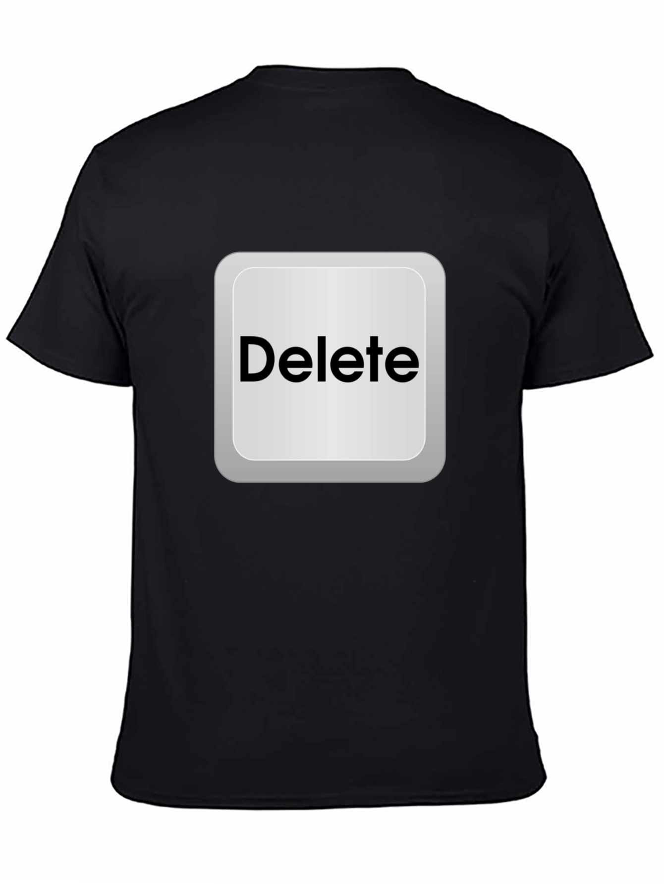 Black Delete Button Graphic Tee - Novelty Design view 4