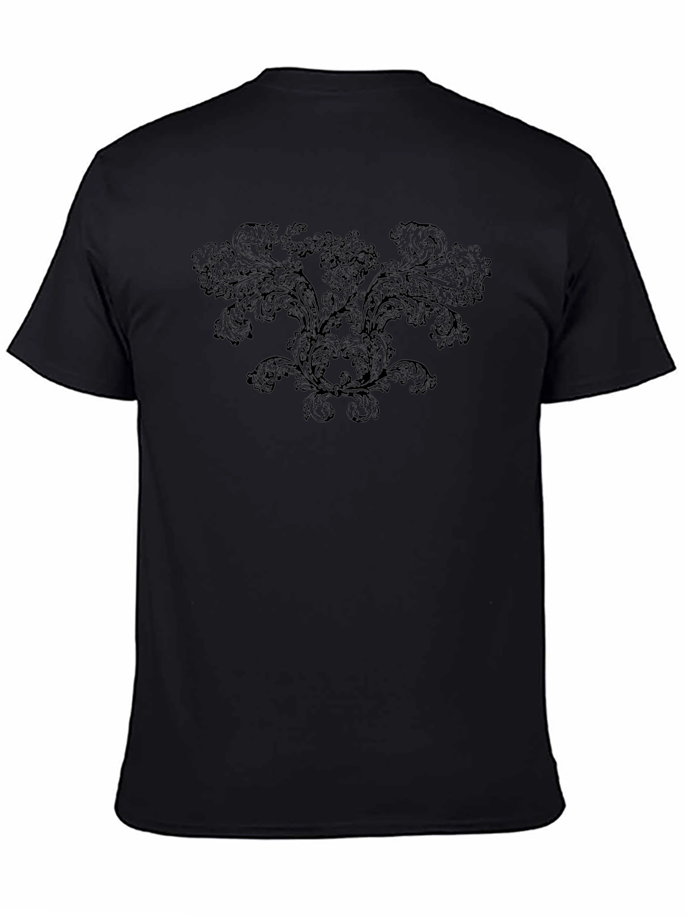 Black Elegant Black Floral Graphic T-Shirt view 4