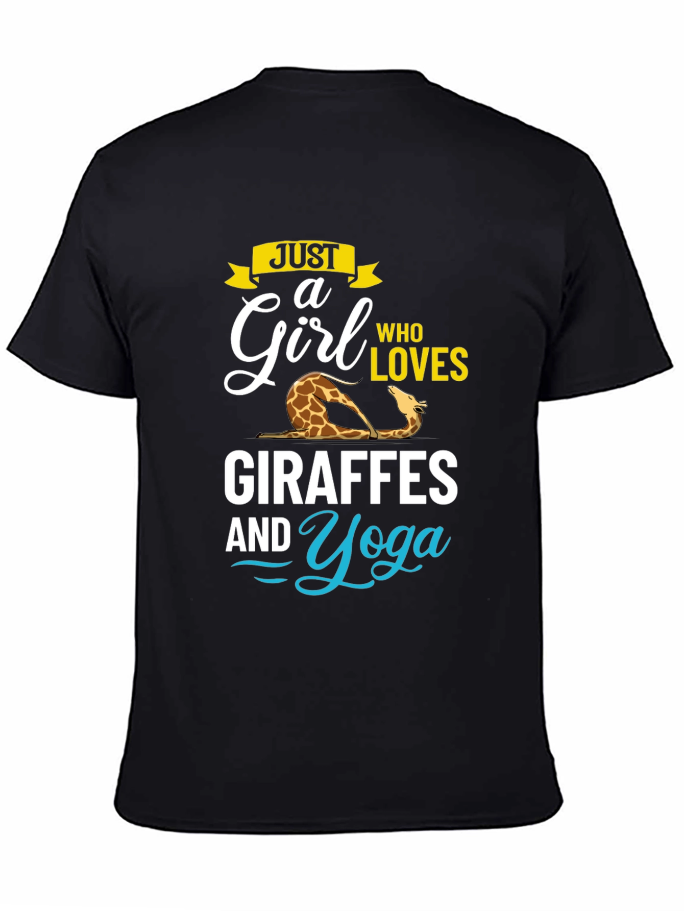 Black Giraffe Yoga Lover Black T-Shirt view 4