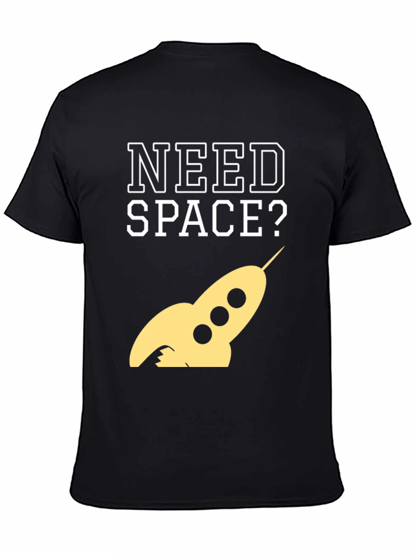 Black Need Space? Rocket Graphic Tee - Black Cotton T-Shirt view 4