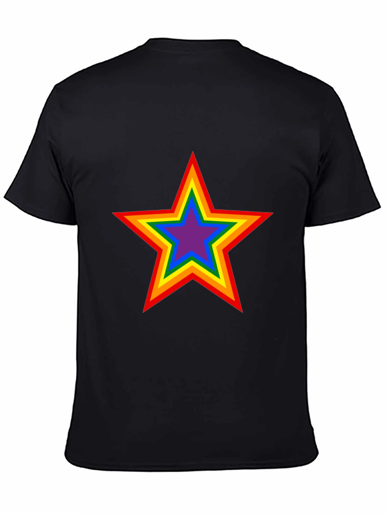Black Rainbow Star Graphic Black T-Shirt view 4