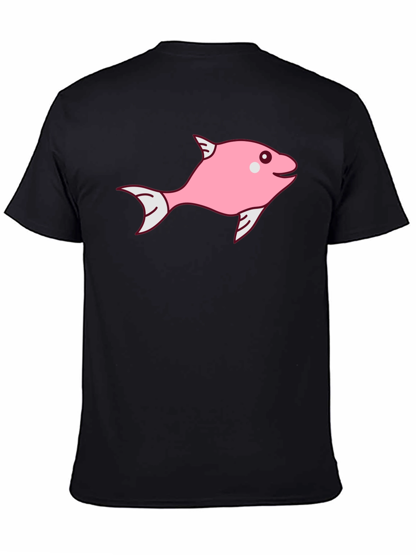 Black Pink Fish Graphic Tee - Black Cotton Blend view 4