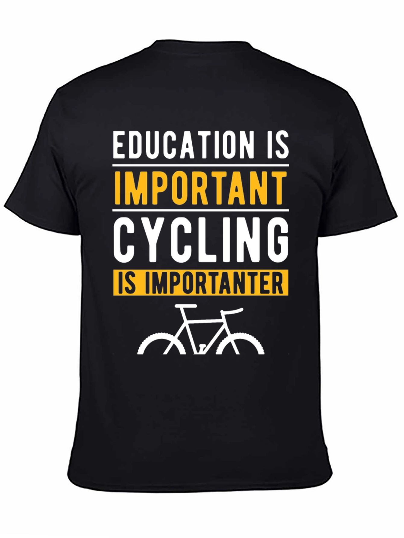 Black Funny Cycling T-Shirt: Education is Important Biker Tee view 4