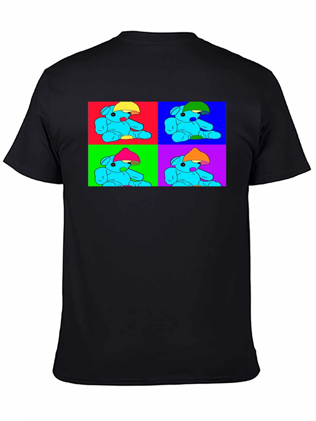 Black Pop Art Teddy Bear Graphic Tee - Unique Design view 4