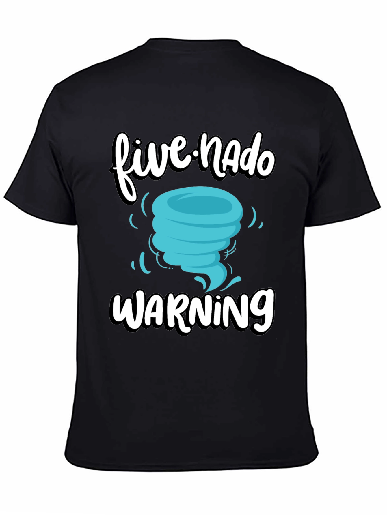 Black Five-Nado Warning T-Shirt, Funny Weather Tee view 4