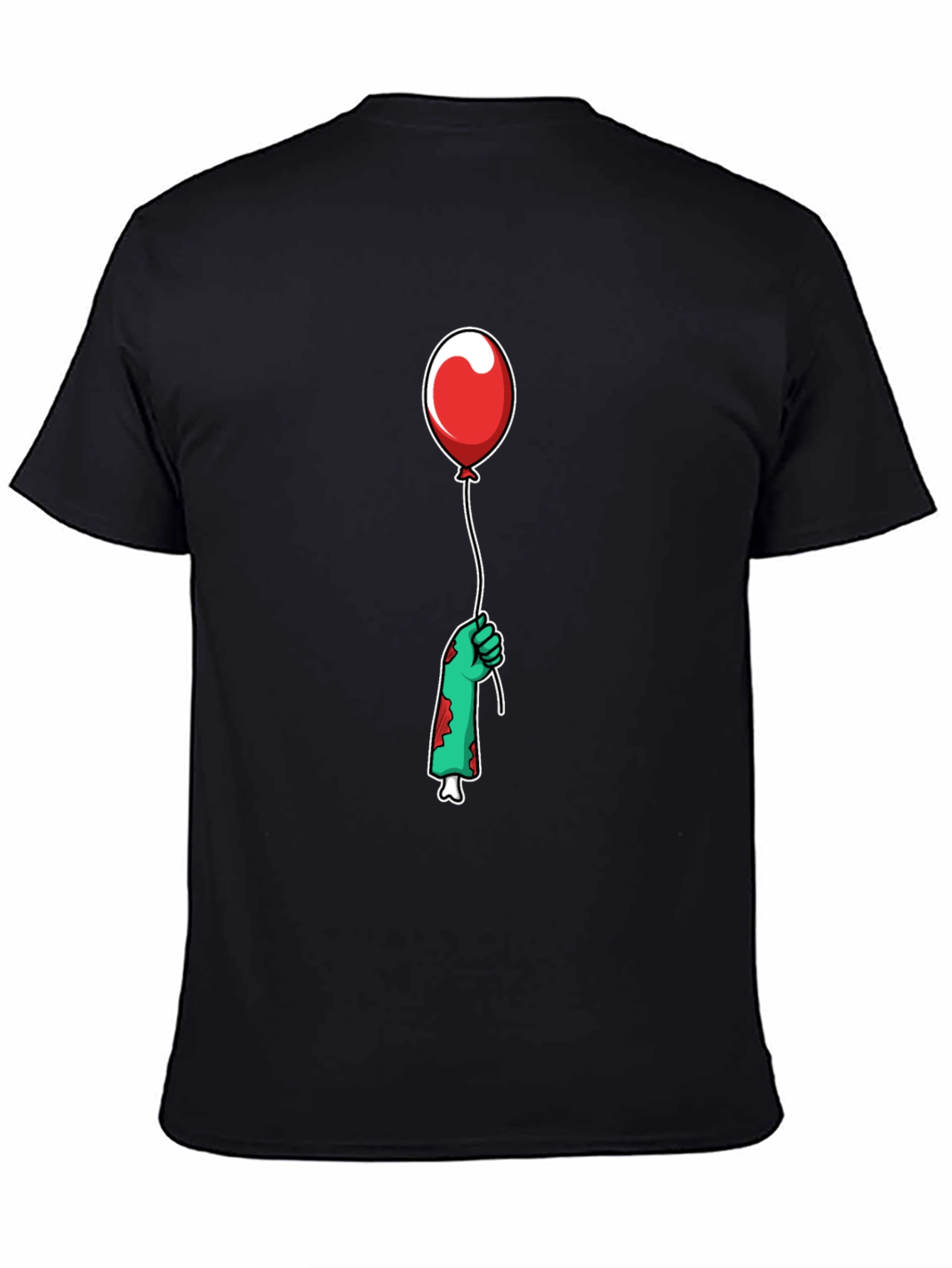 Black Zombie Hand Red Balloon Graphic T-Shirt view 4