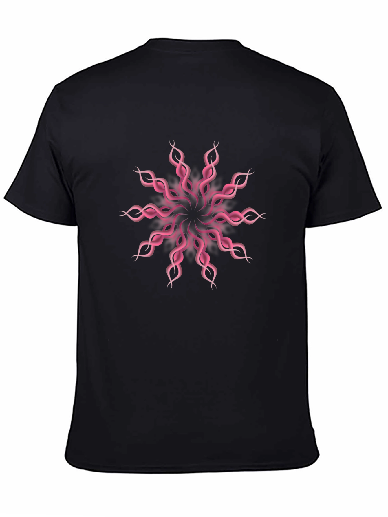 Black Stylish Black Tee with Pink Floral Design view 4