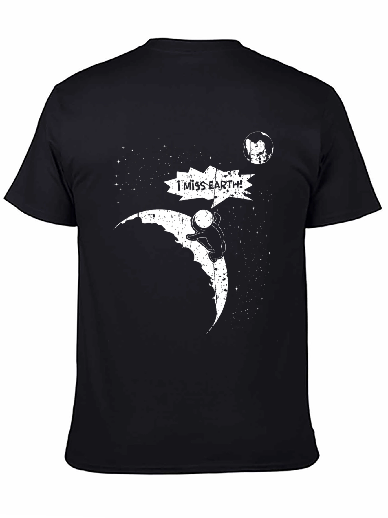 Black I Miss Earth Graphic T-Shirt - Black Cotton Tee view 4
