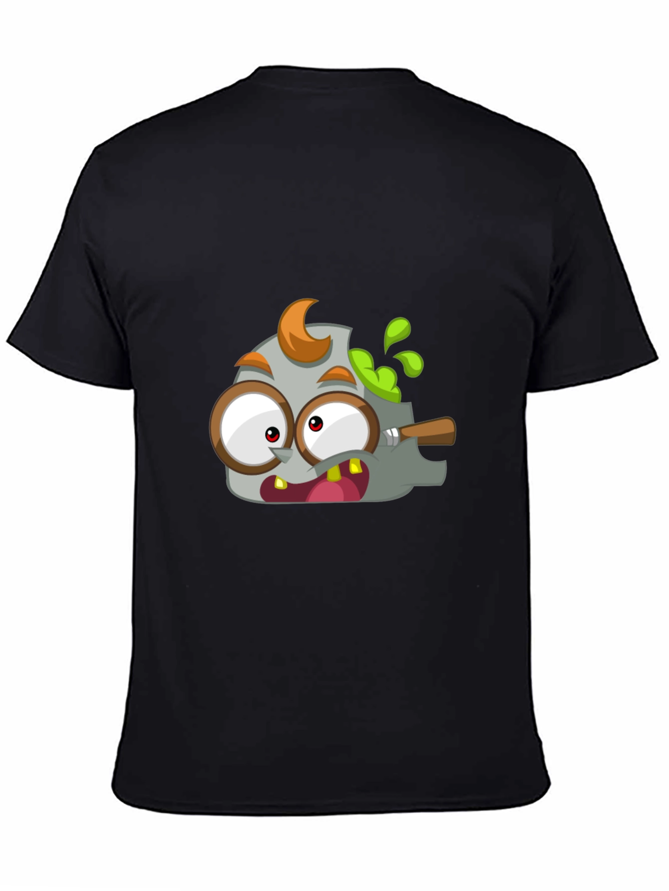 Black Cartoon Zombie T-Shirt - Men's Black Graphic Tee view 4