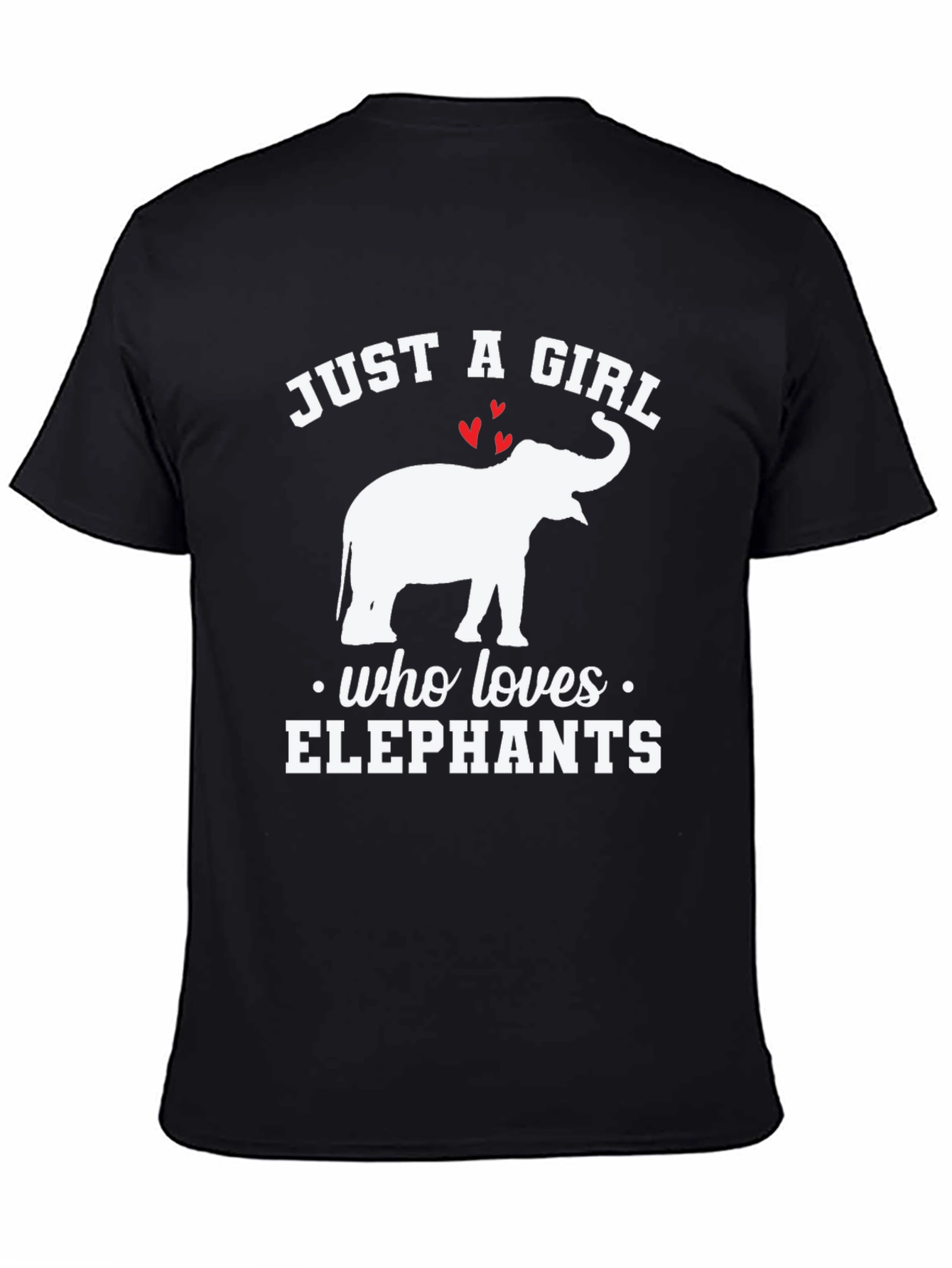 Black Just A Girl Who Loves Elephants T-Shirt view 4