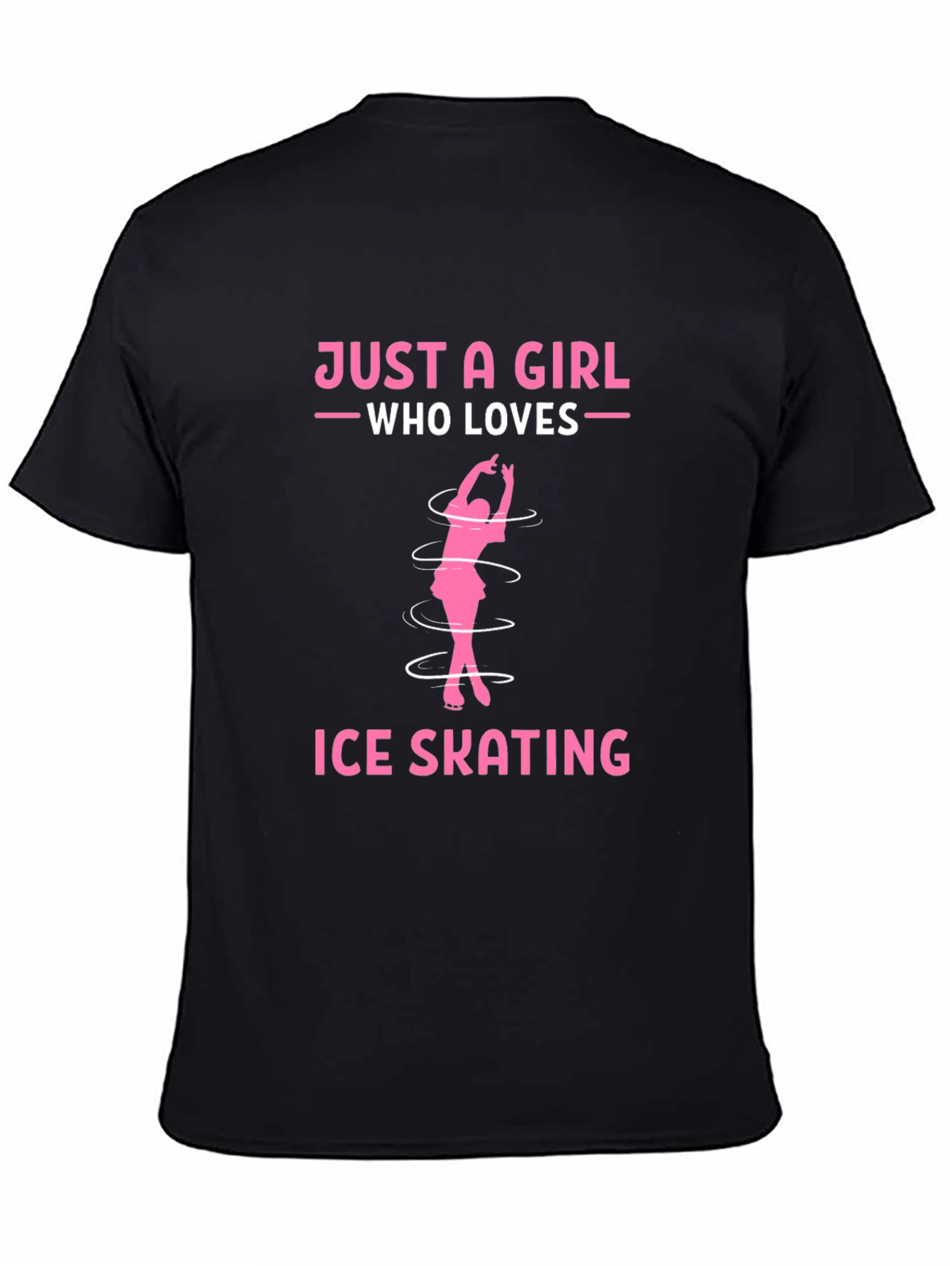 Black Just a Girl Who Loves Ice Skating T-Shirt view 4