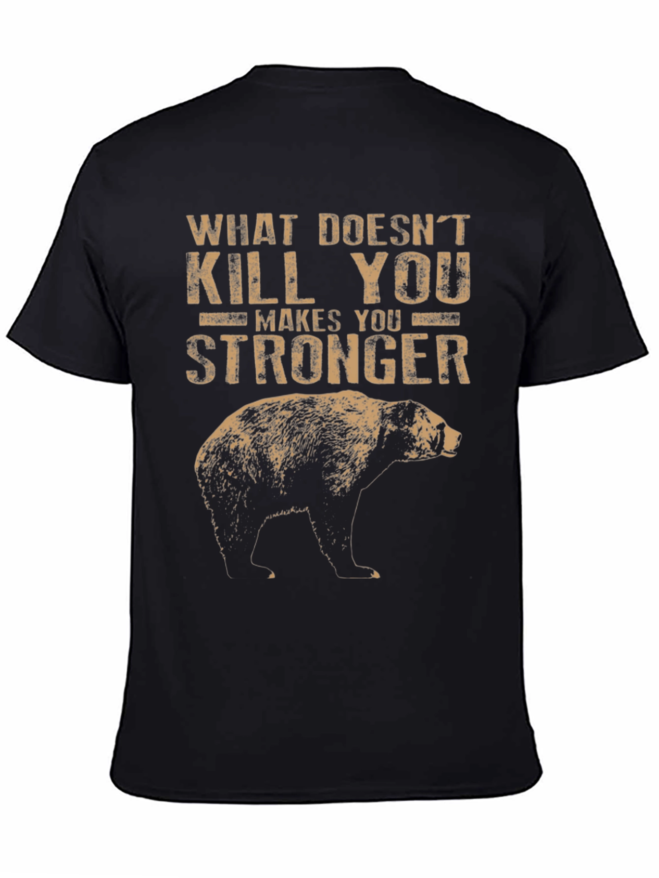 Black Grizzly Bear Stronger Graphic Tee view 4