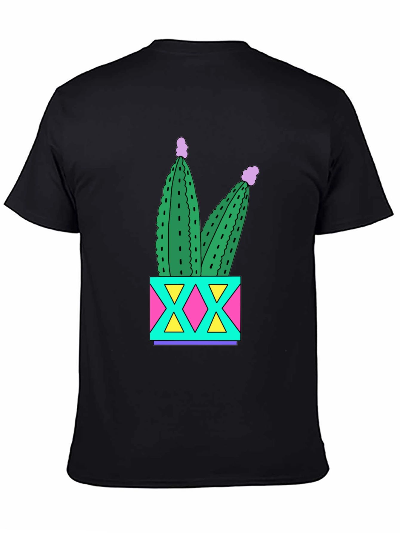 Black Fun Cactus T-Shirt - Black Cotton Graphic Tee view 4