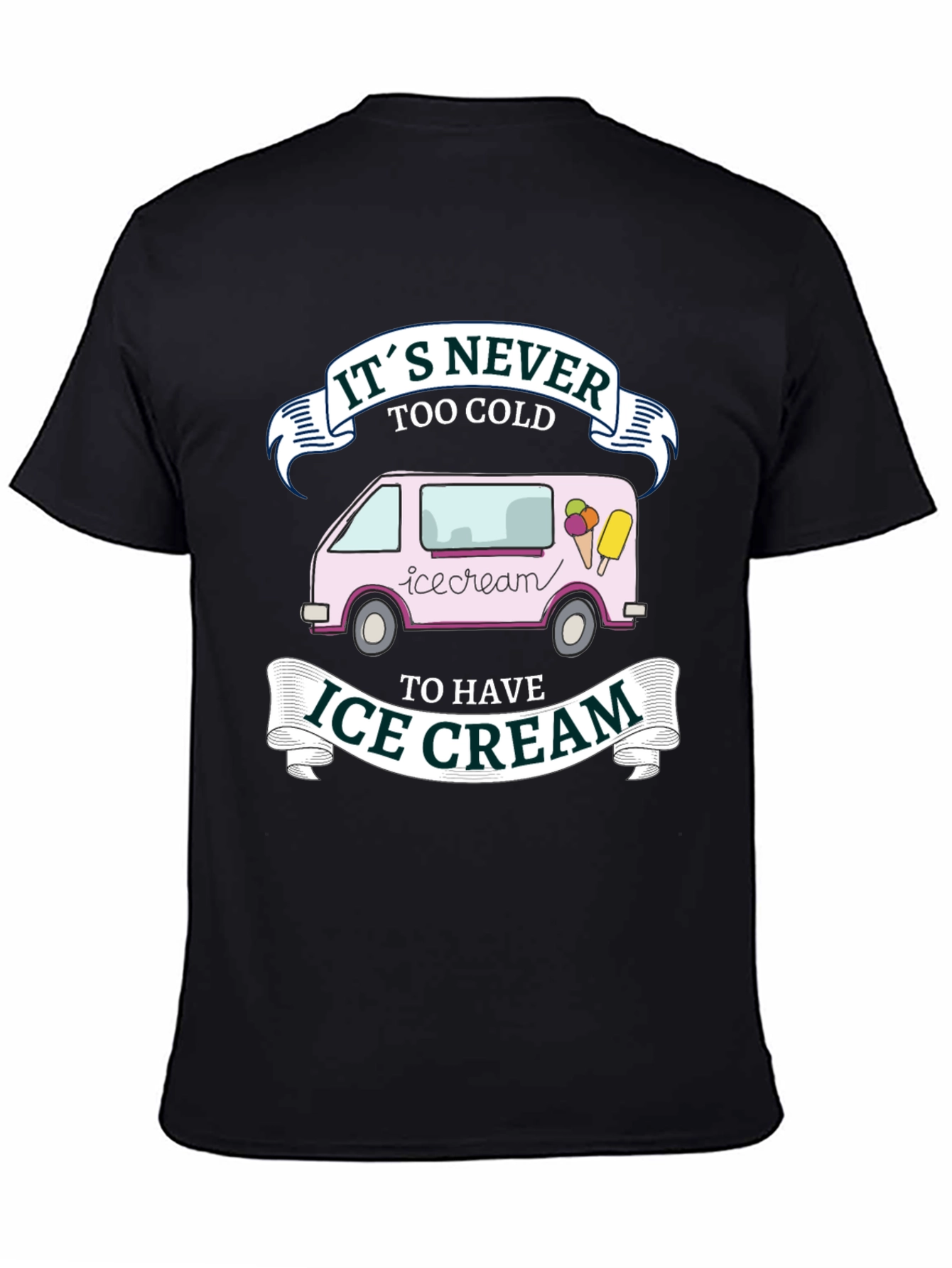 Black It's Never Too Cold Ice Cream Graphic T-Shirt view 4