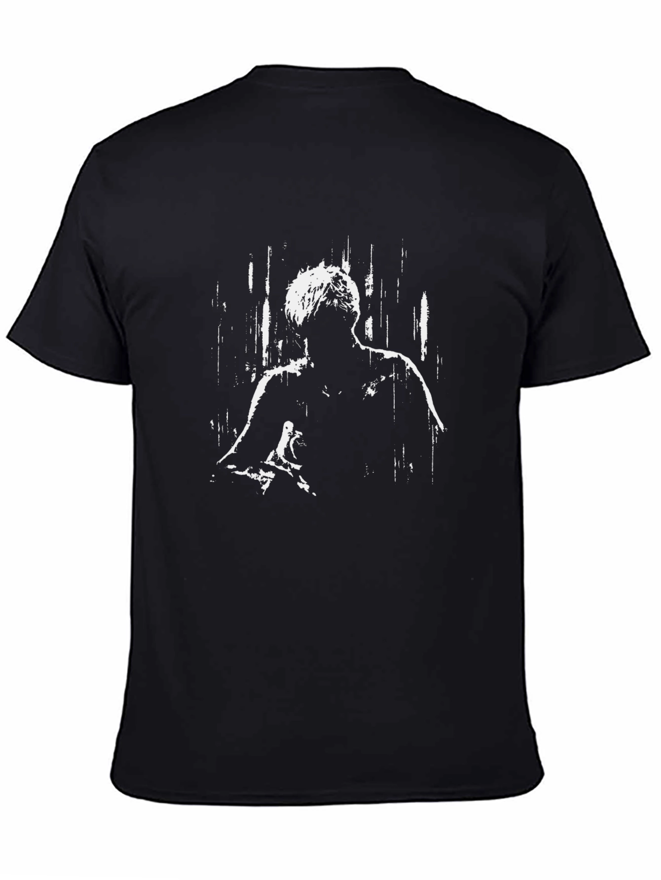 Black Abstract Man Graphic Tee - Stylish Black T-Shirt view 4