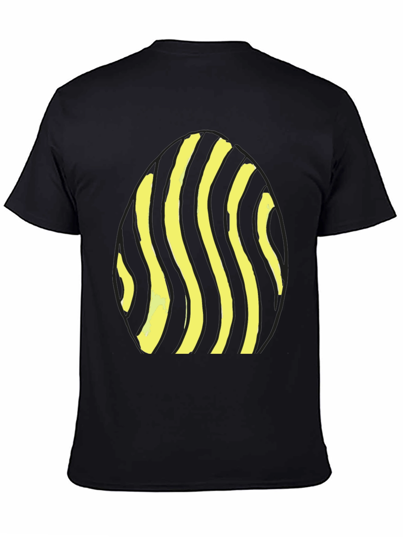 Black Striped Egg Graphic Tee - Casual Black T-Shirt view 4