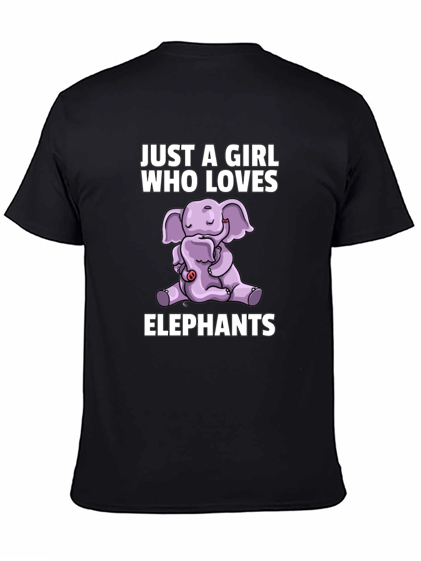 Black Elephant Lover's T-Shirt - Girl's Cute Elephant Design view 4