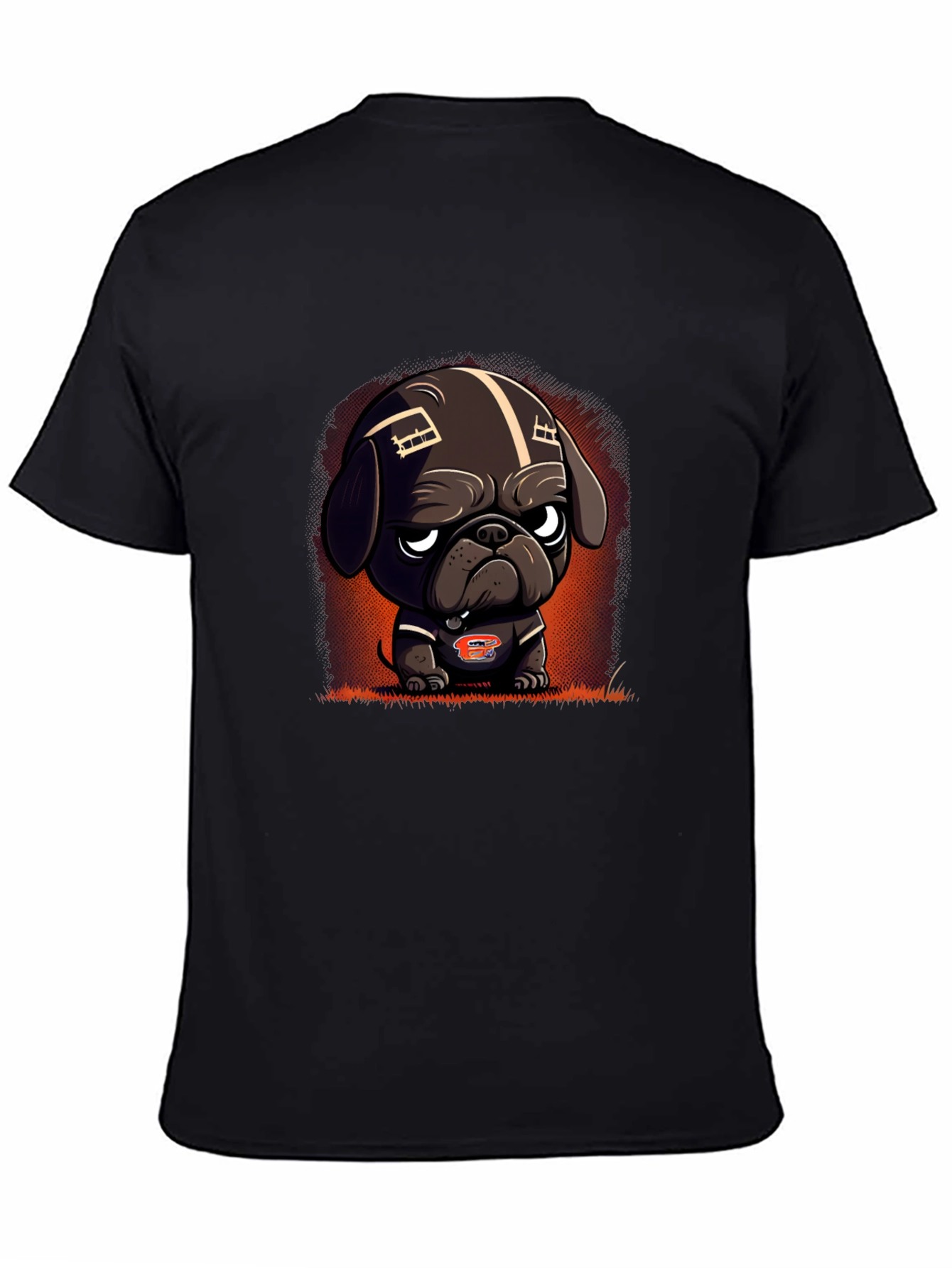Black Cartoon Dog Football Fan T-Shirt view 4