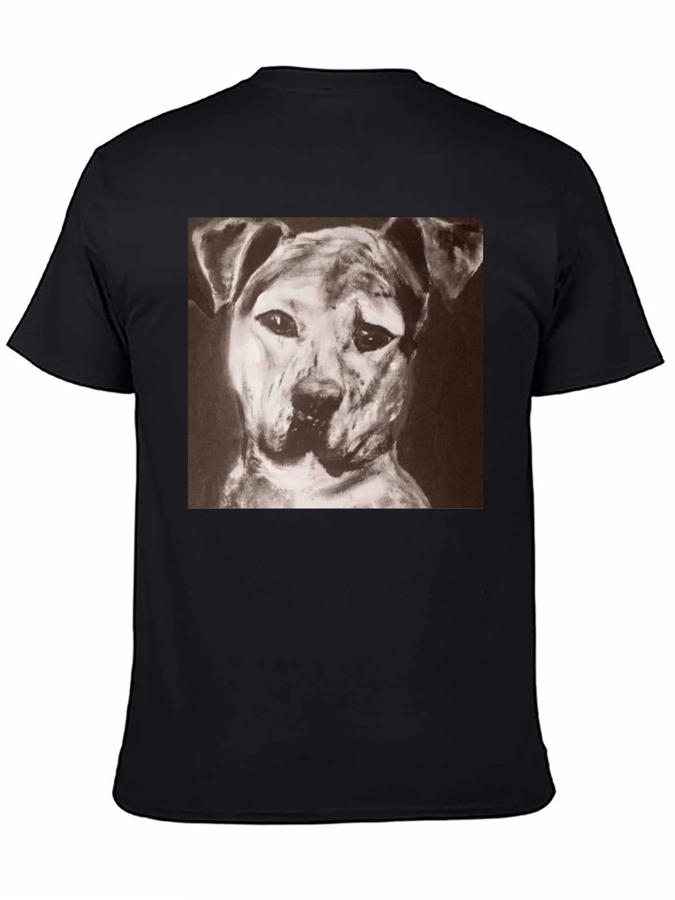 Black Dog Portrait Black T-Shirt - Artistic Graphic Tee view 4