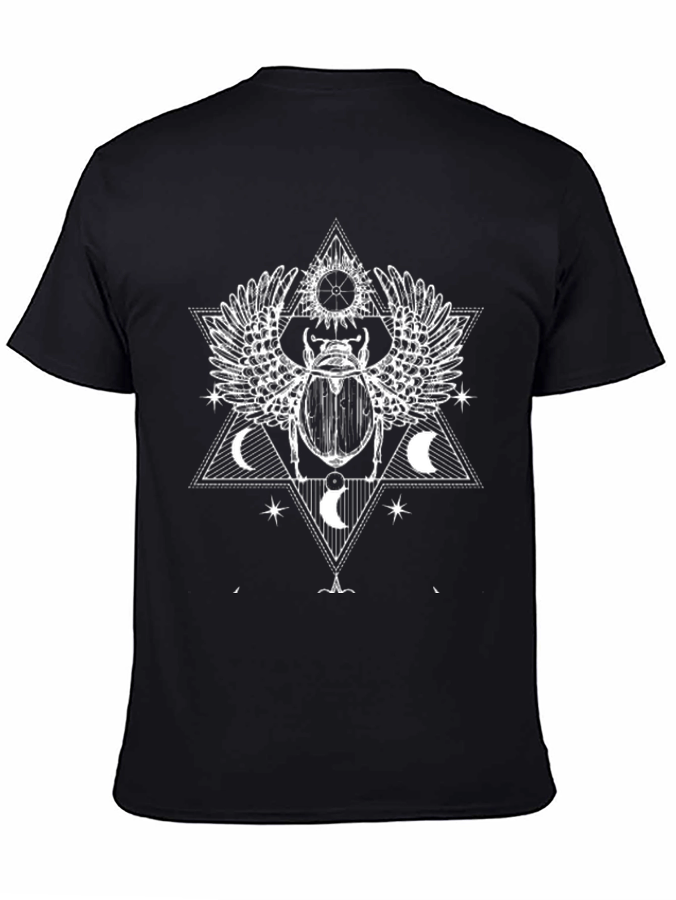 Black Black Egyptian Scarab Beetle Graphic Tee view 4