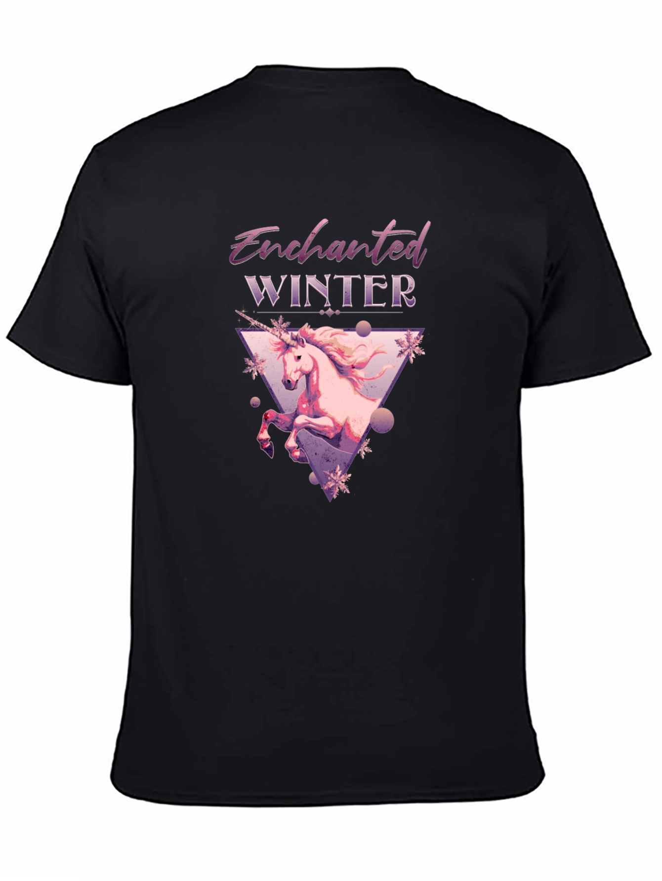 Black Enchanted Winter Unicorn Graphic Tee - Black view 4