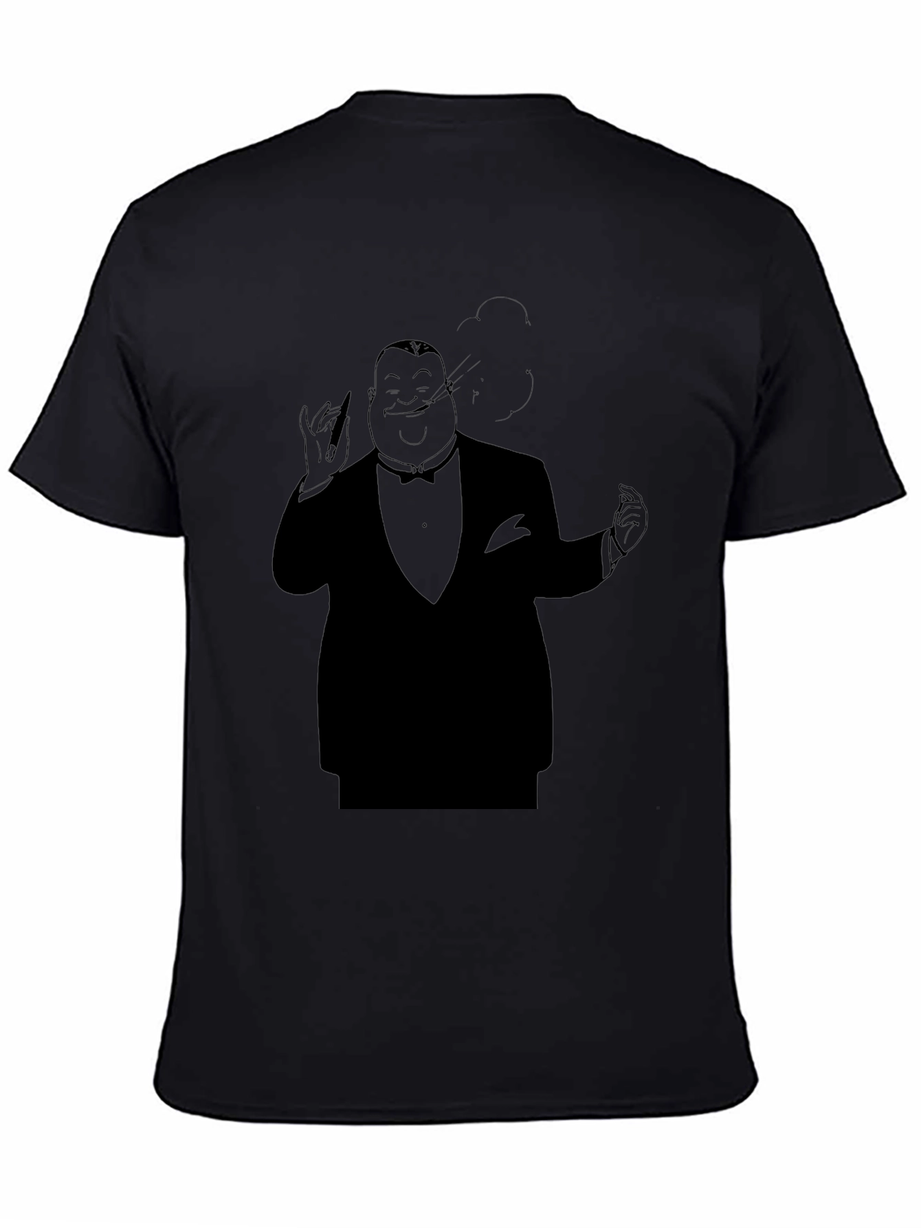 Black Black Tuxedo Cartoon Graphic Tee view 4