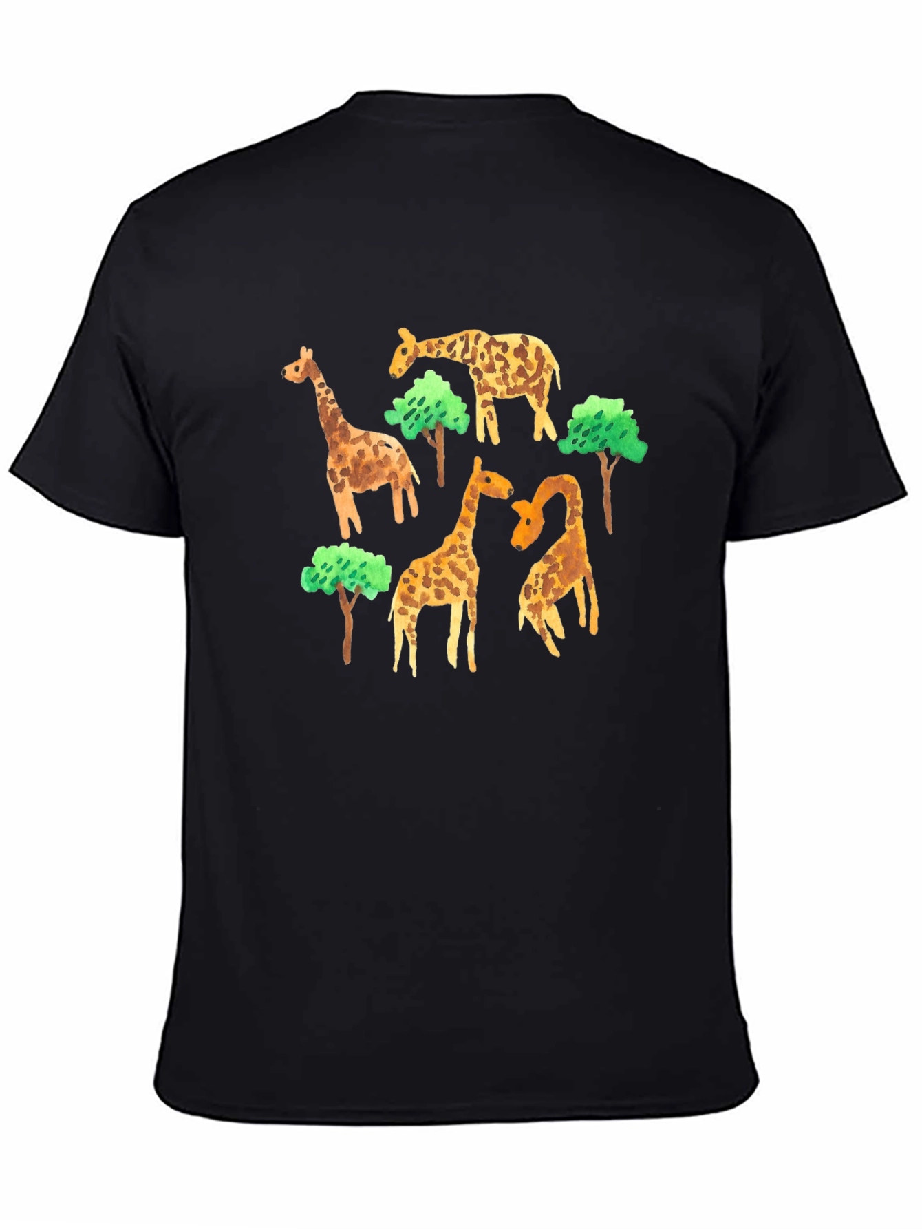 Black Giraffe Pattern T-Shirt - Black view 4