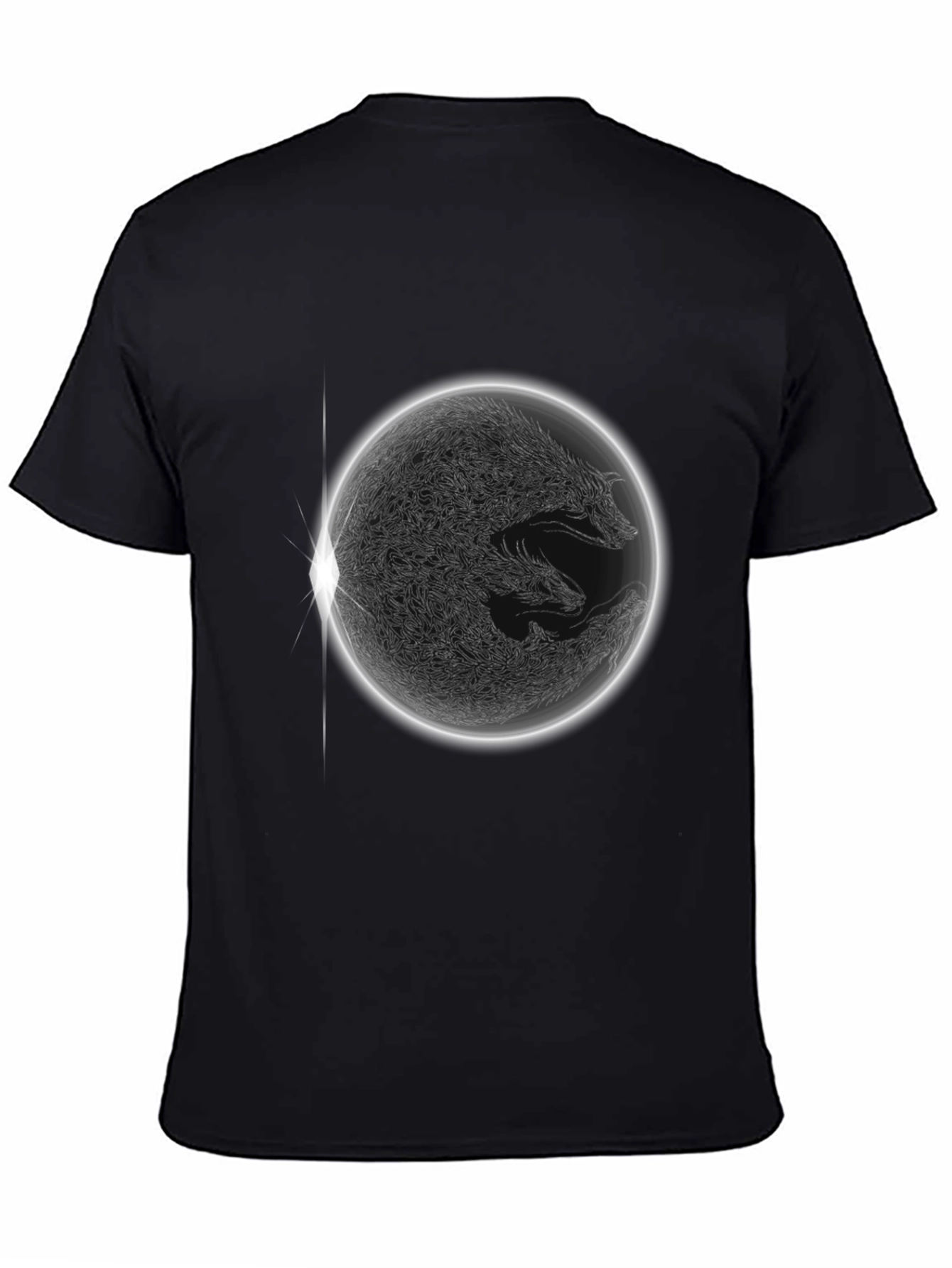 Black Wolf Eclipse Graphic Black T-Shirt view 4