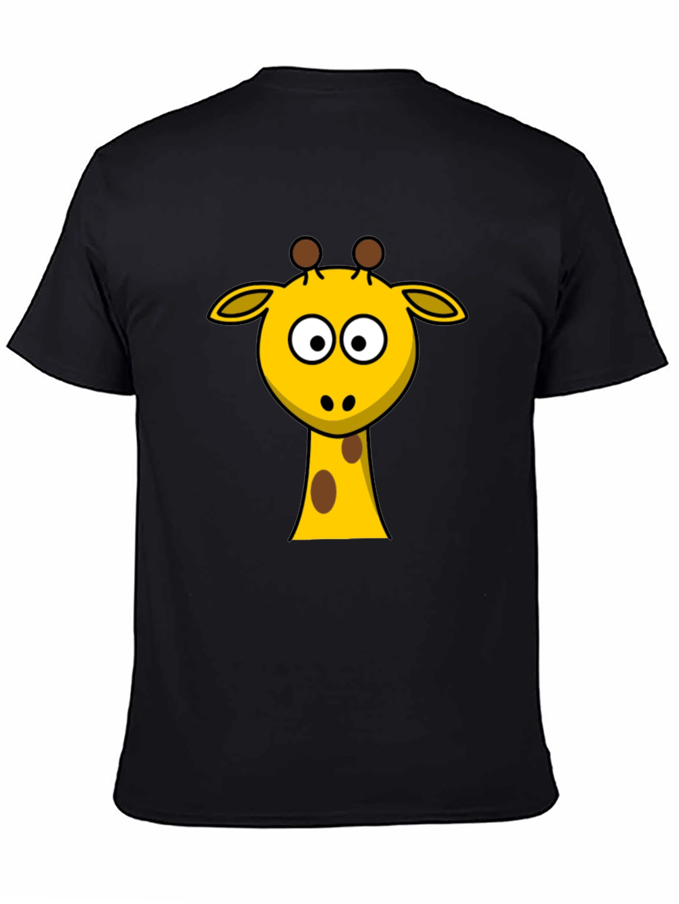 Black Cartoon Giraffe T-Shirt - Black Cotton Tee view 4