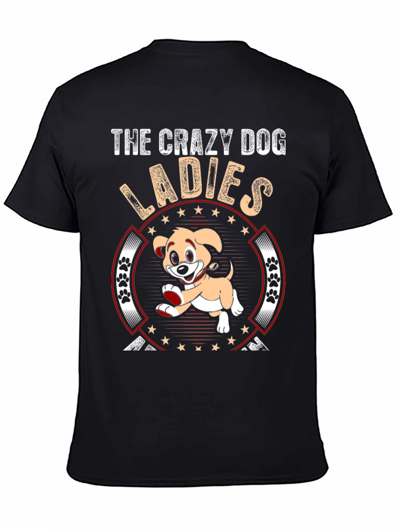 Black Crazy Dog Ladies T-Shirt - Novelty Graphic Tee view 4