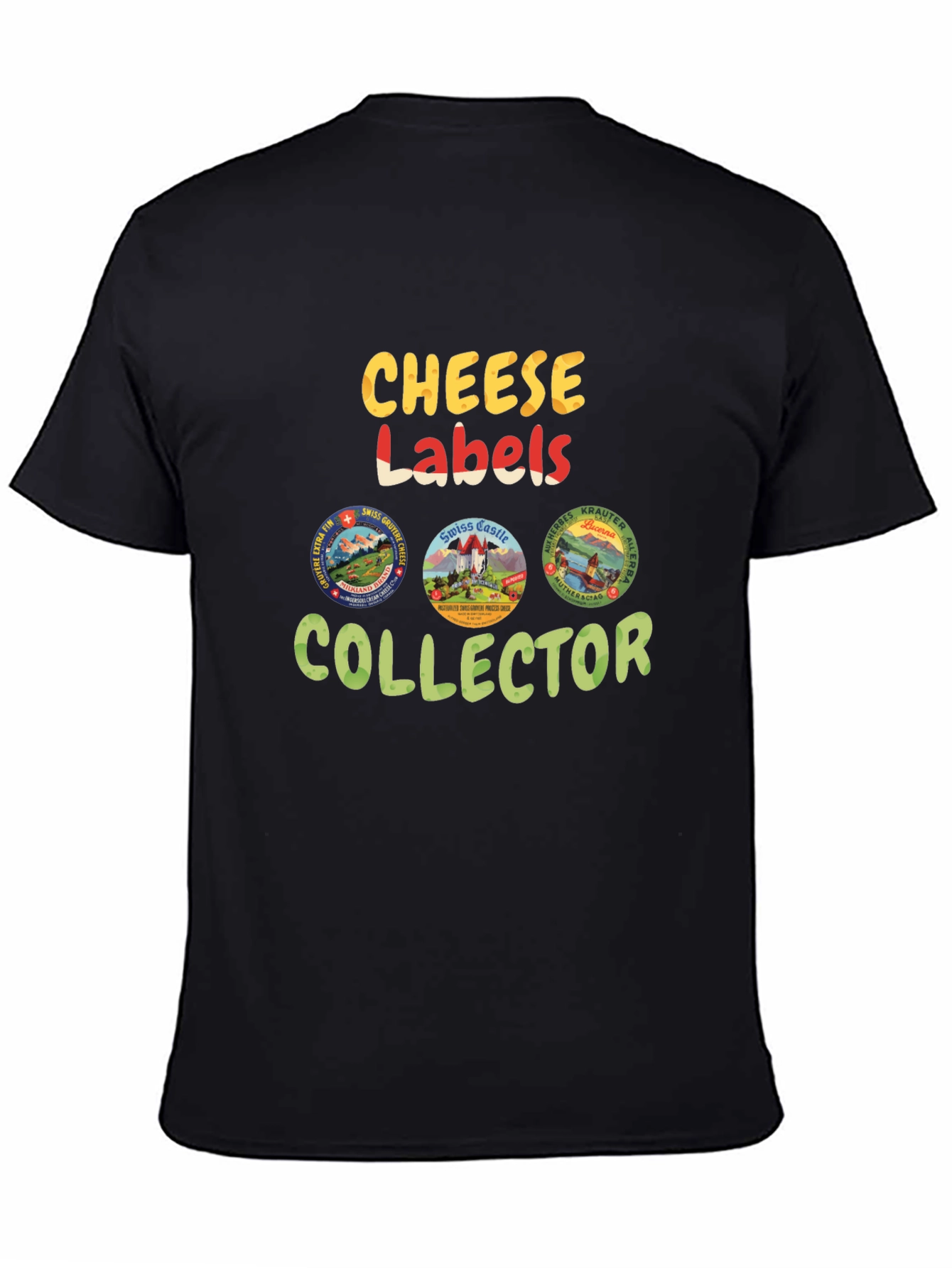 Black Cheese Labels Collector T-Shirt view 4