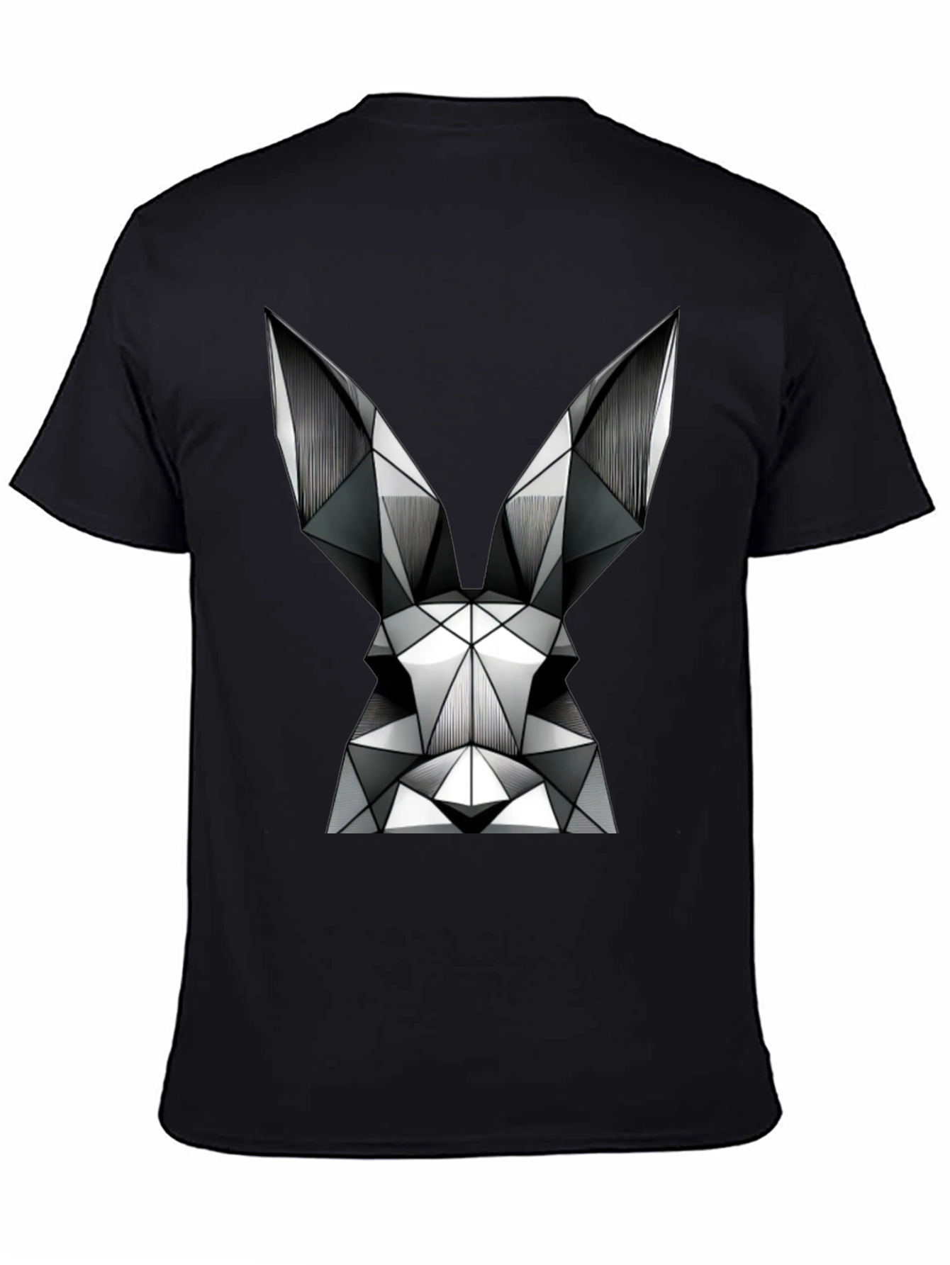 Black Geometric Rabbit Graphic Tee - Modern Black T-Shirt view 4