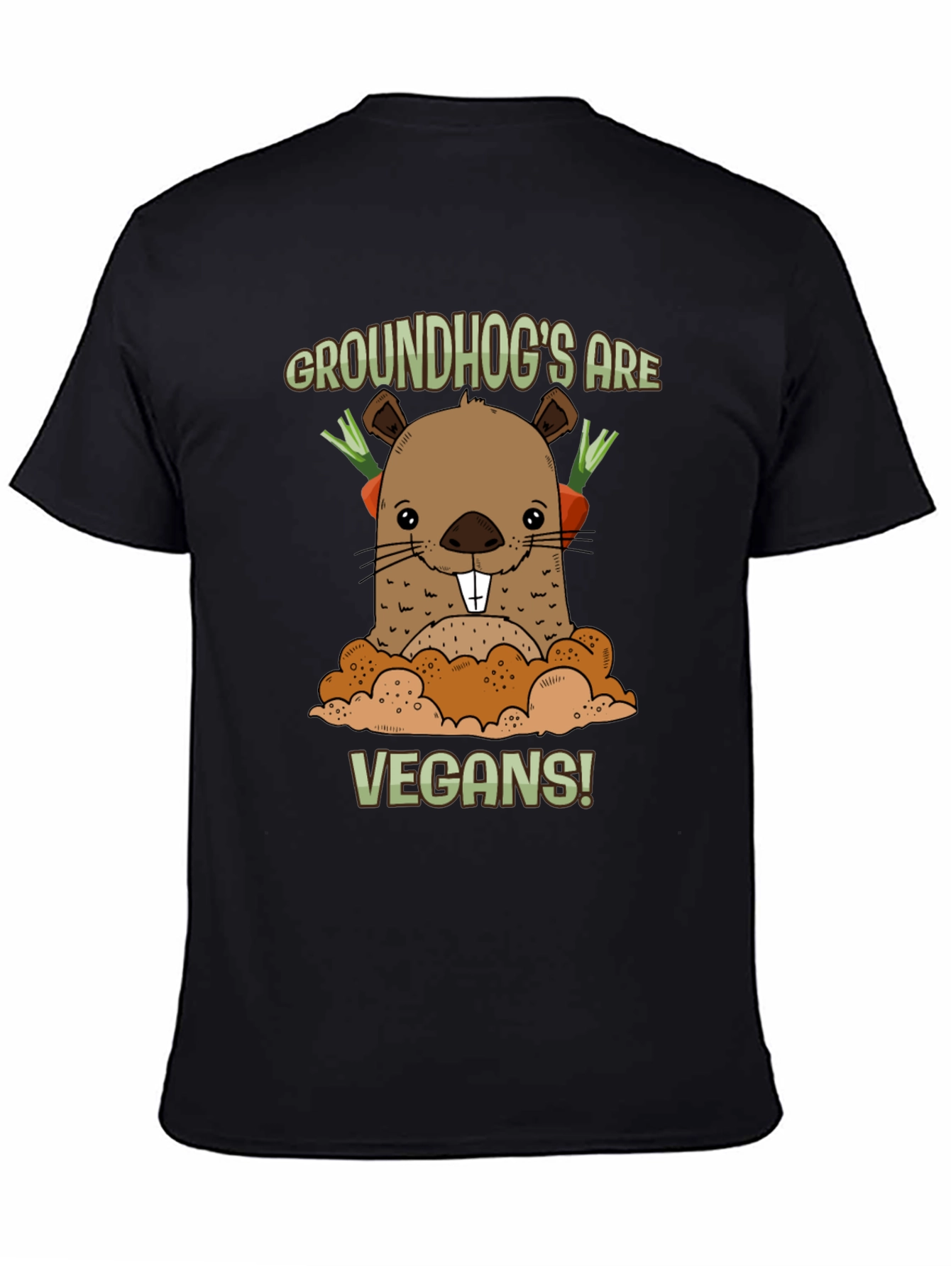 Black Groundhog Vegan T-Shirt view 4